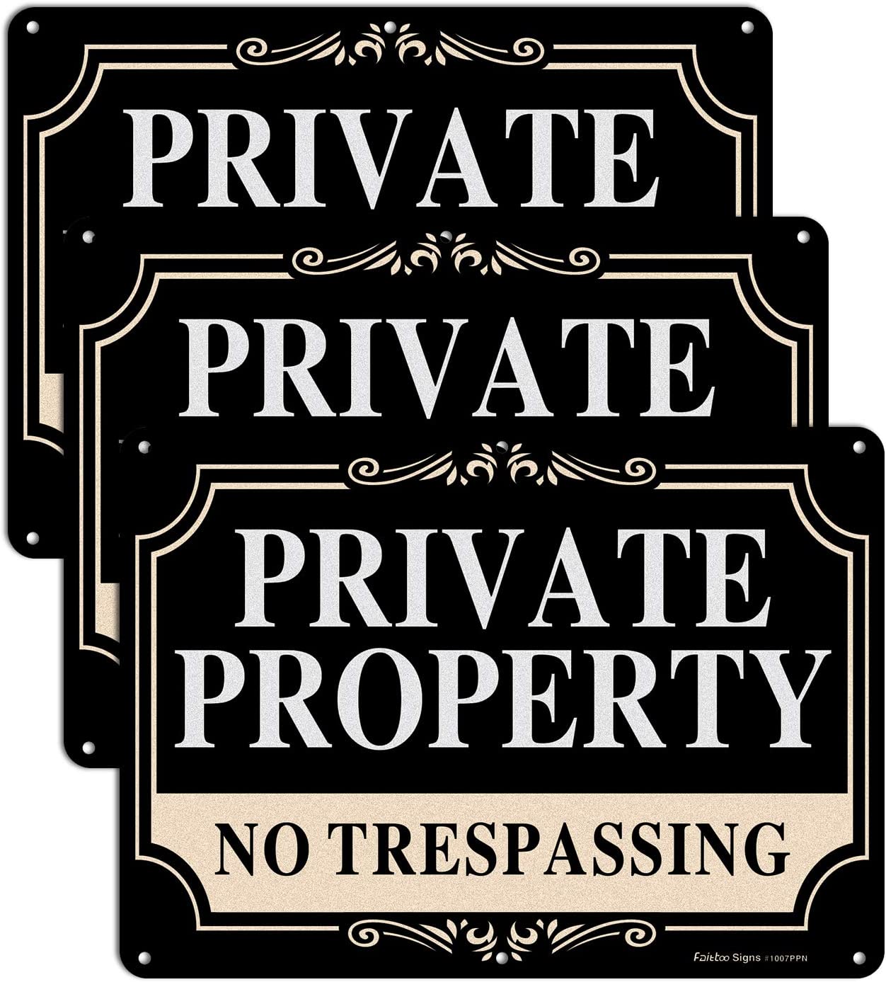 No Trespassing Signs Private Property,14x10 Inch Rust Free Aluminum Metal Sign,Reflective,Fade Resistant,UV Protected,Weatherproof Up to 7 Years Indoor/Outdoor Use