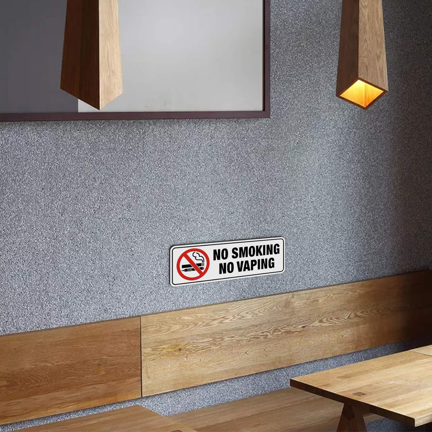 No Smoking No Vaping Sign, (4 Pack) 9 X 3 Inch, Self-Adhesive, Use for