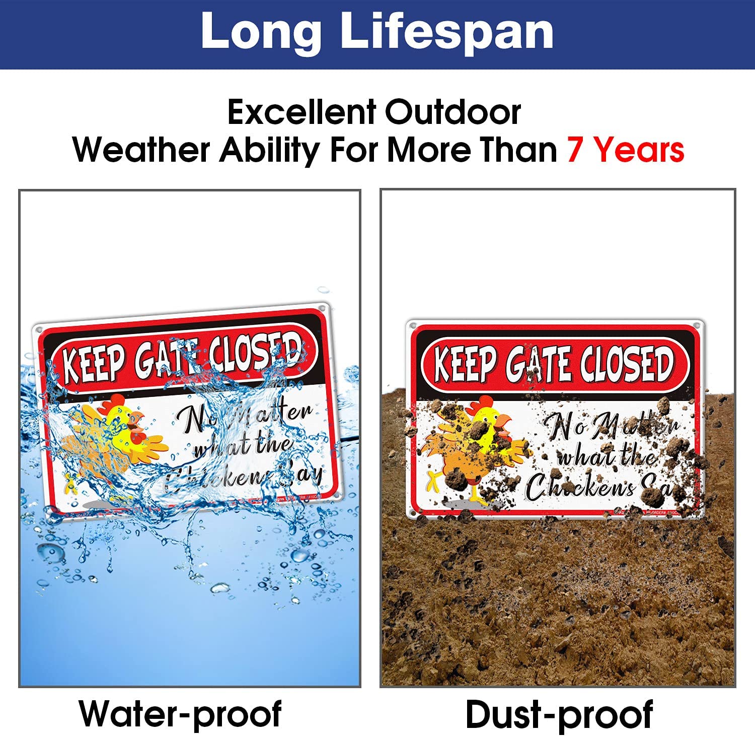 Keep Gate Closed Sign No Matter What the Chickens Say, 8 x 12 Inch Rust Free Aluminum Metal Chicken Decor, Reflective,Fade Resistant,UV Protected, Weatherproof Indoor/Outdoor