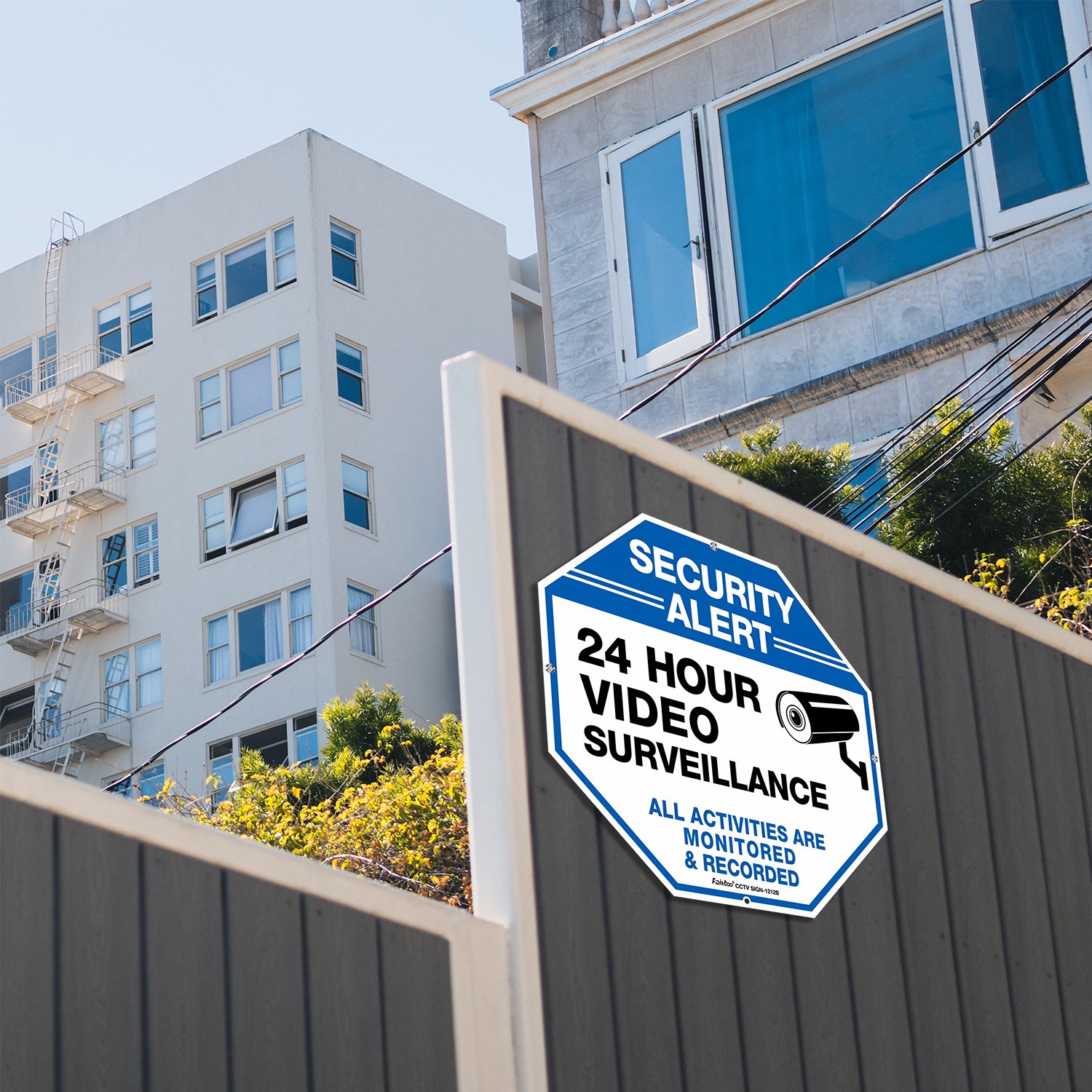 Video Surveillance Sign,Security Camera Sign, 12x12 Security Alert 24 Hour Video Surveillance Metal Sign,All Activities Are Monitored &amp; Recorded Aluminum Sign for CCTV Video Surveillance Signs Outdoor