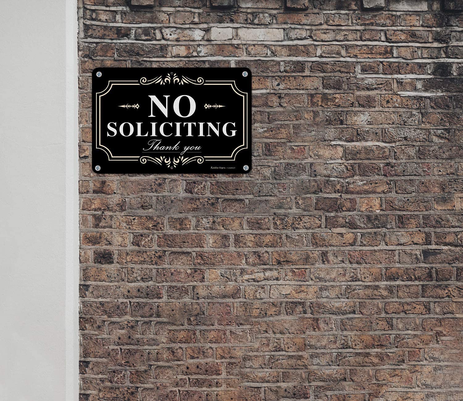 No soliciting Sign for House,Home/Business,12x8 Inch Rust Free Aluminum Metal Sign,Reflective,Fade Resistant,Durable UV and Weather Resistant,Black with White Letters