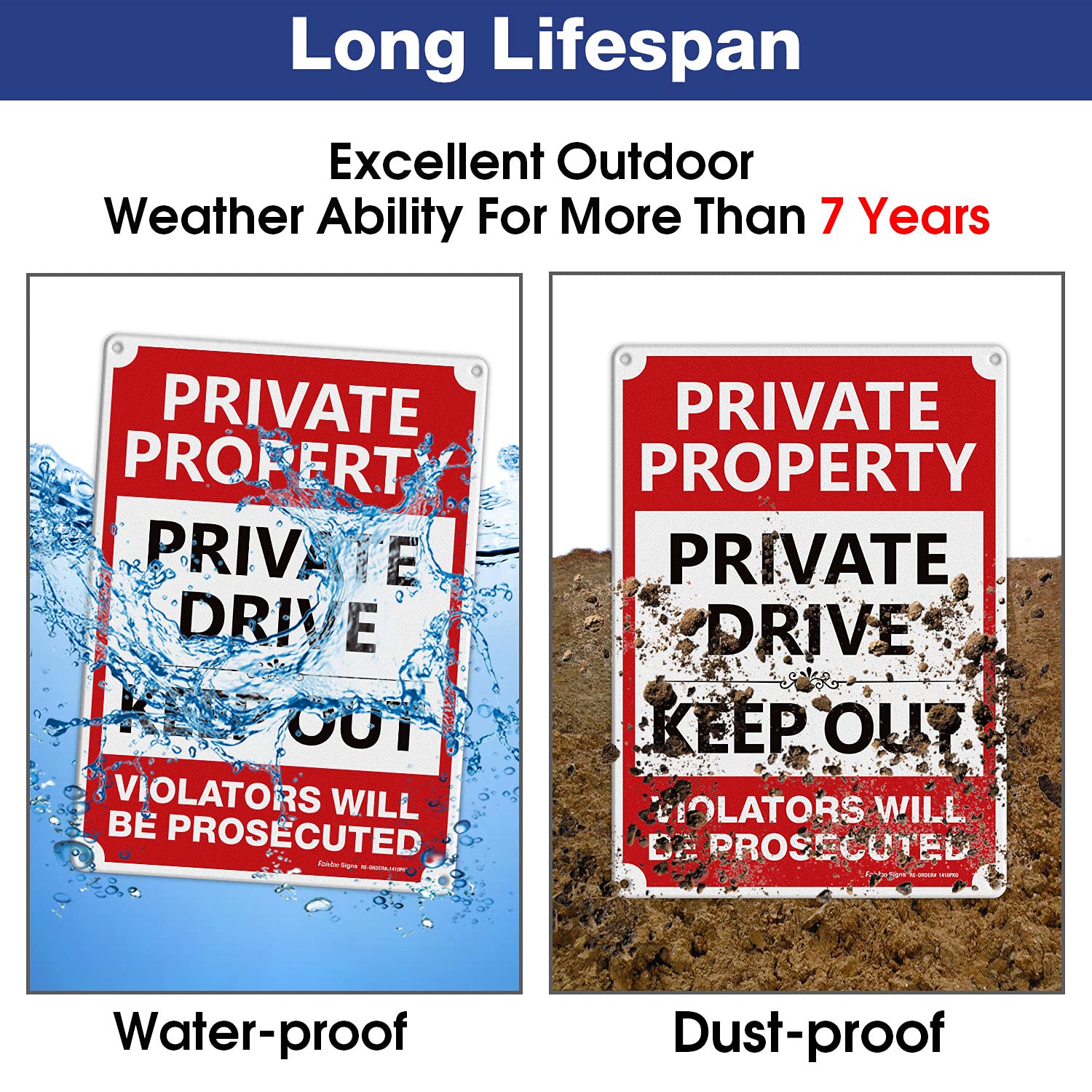 Private Property - Private Drive Keep Out, Violators Will Be Prosecuted Sign, Private Property Sign,14x10 In, Reflective,Rustfree Aluminum, Weather/Fade Resistant, Easy Mounting, Indoor/Outdoor Use