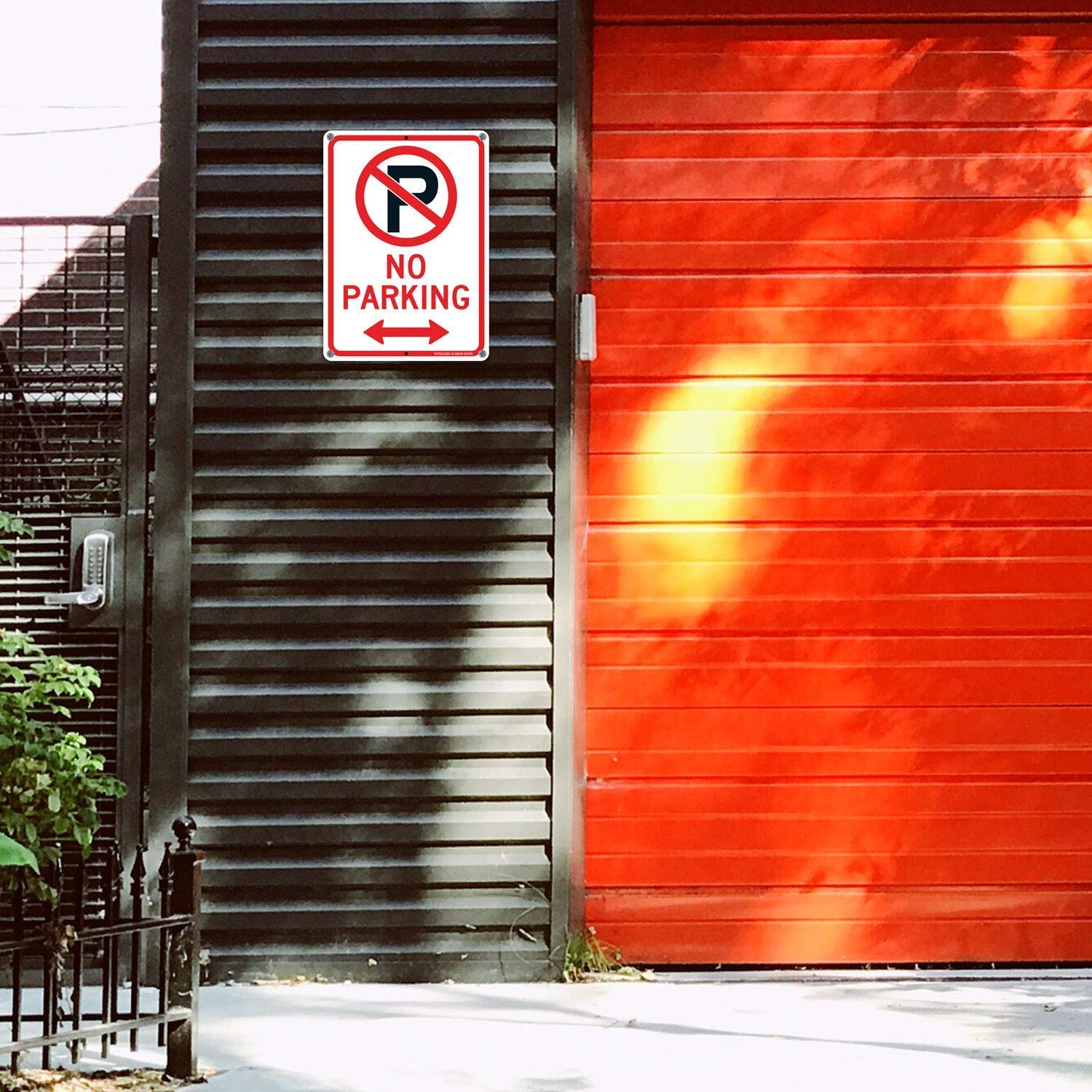 (4 Pack) No Parking Sign With Symbol With Arrows Sign, 10 x 7 Inches Reflective .40 Rust Free Aluminum , UV Protected, Weather Resistant, Waterproof, Durable Ink, Easy To Mount