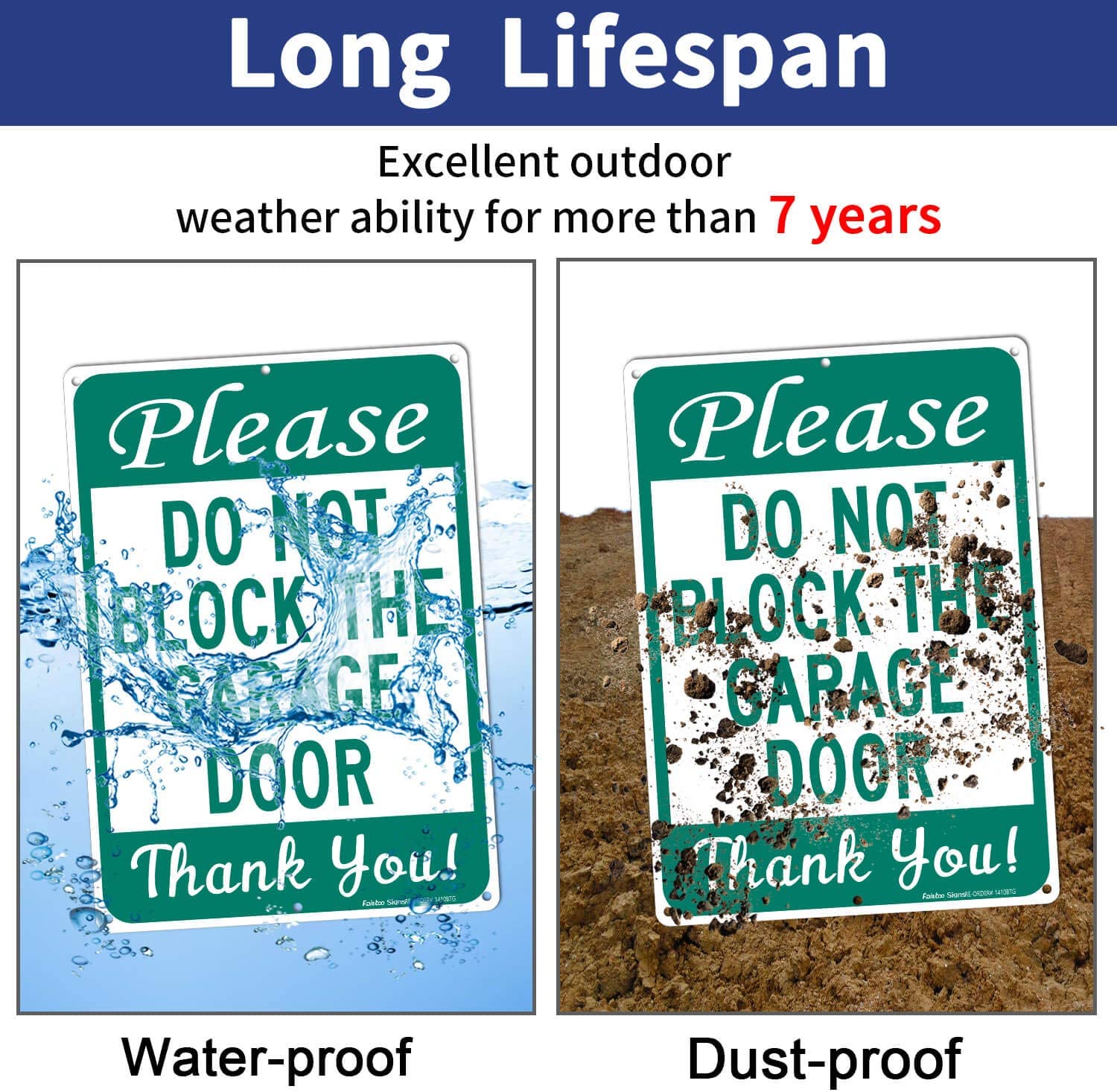 Do Not Block Garage Door Sign, No Parking Sign, 14 x 10 Inches .040 Rust-Free Aluminum, UV Protected, Weather Resistant, Waterproof, Durable Ink, Easy to Mount