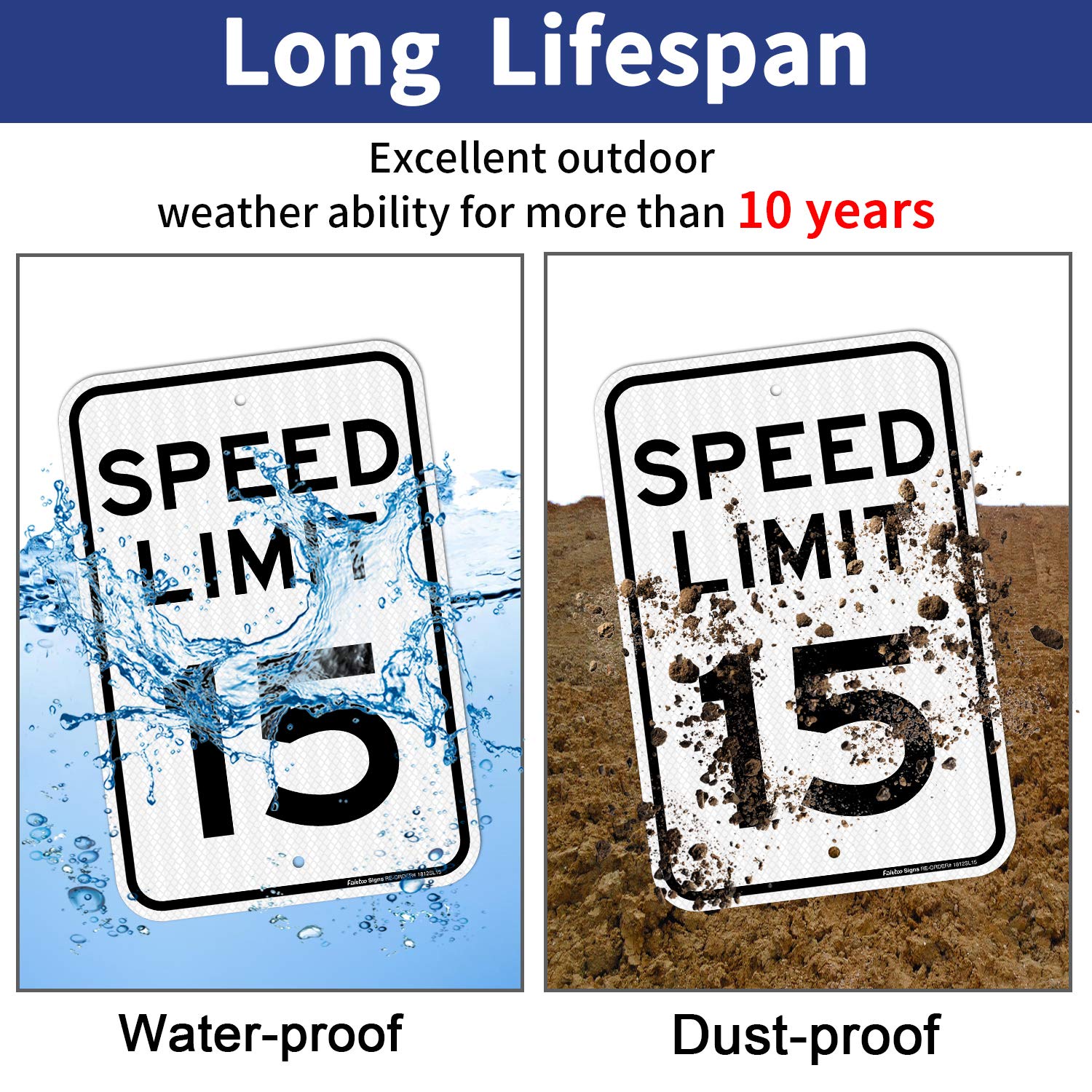 (4 Pack) Speed Limit 15 MPH Sign, 18 x 12 Inches Engineer Grade Reflective Sheeting, Rust Free Aluminum, Weather Resistant, Waterproof, Durable Ink, Easy to Mount