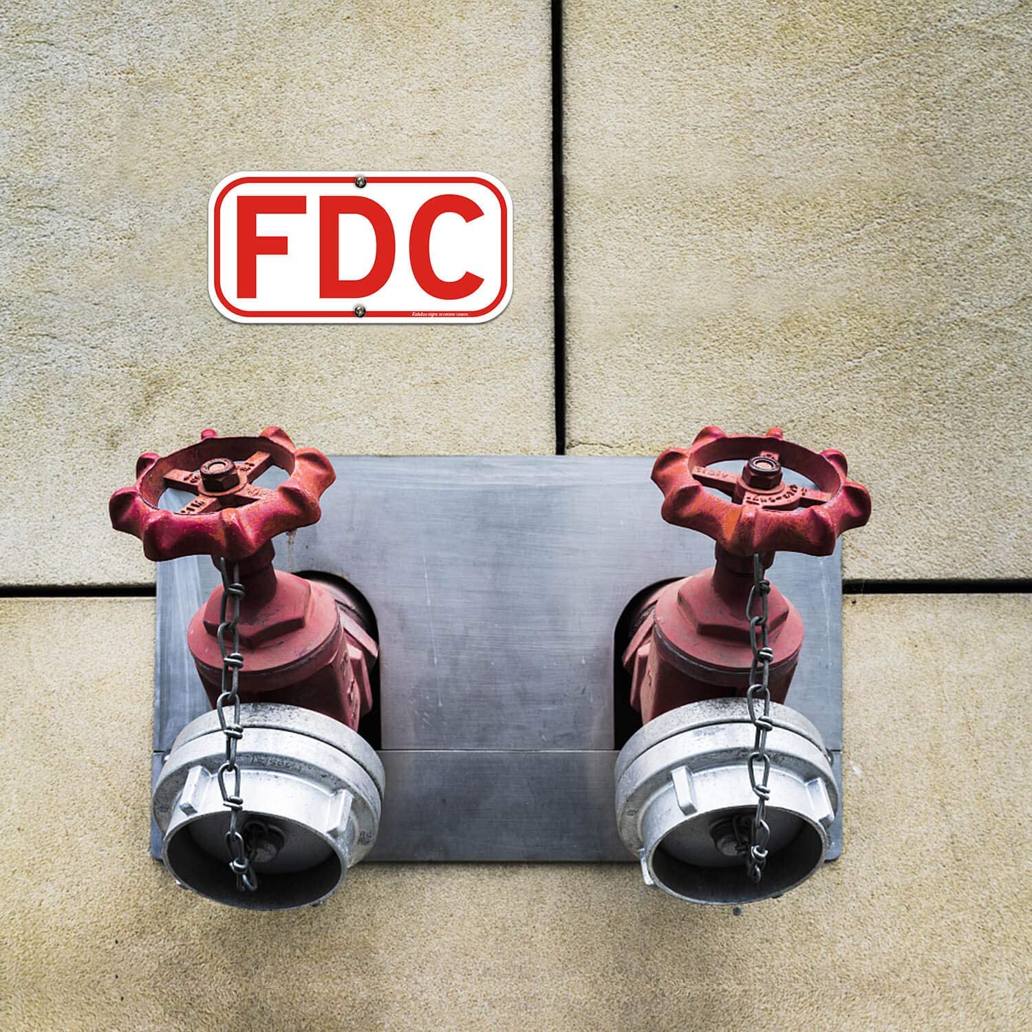 FDC Sign, Fire Department Connection Sign, 4 Pack, 12" x 6" .40 Rust Free Aluminum, UV Protected, Weather Resistant, Waterproof, Durable Ink，Easy to Mount