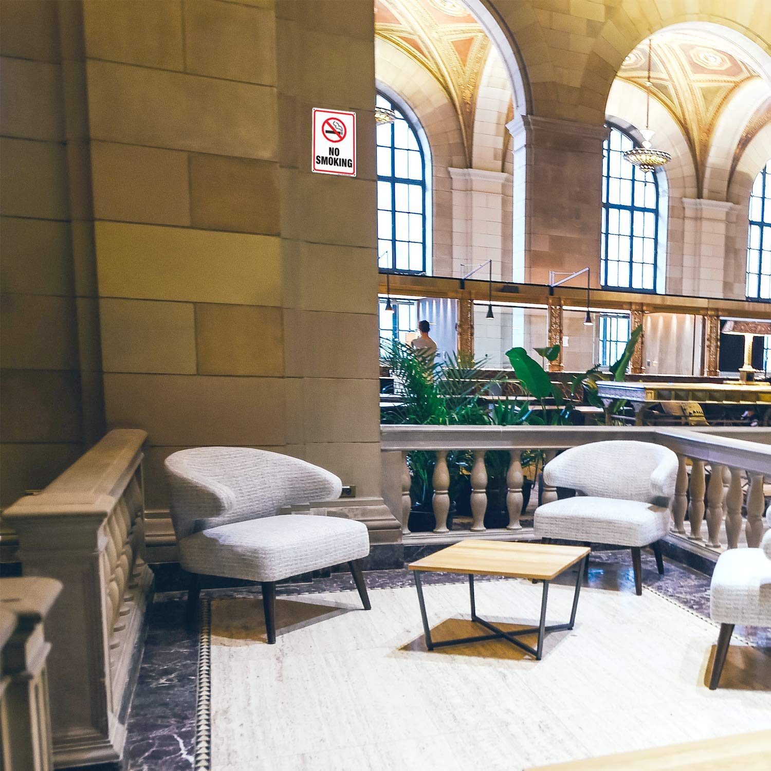 No Smoking Sign,4 Pack No Smoking Metal Reflective Signs - 10 x 7 Inch