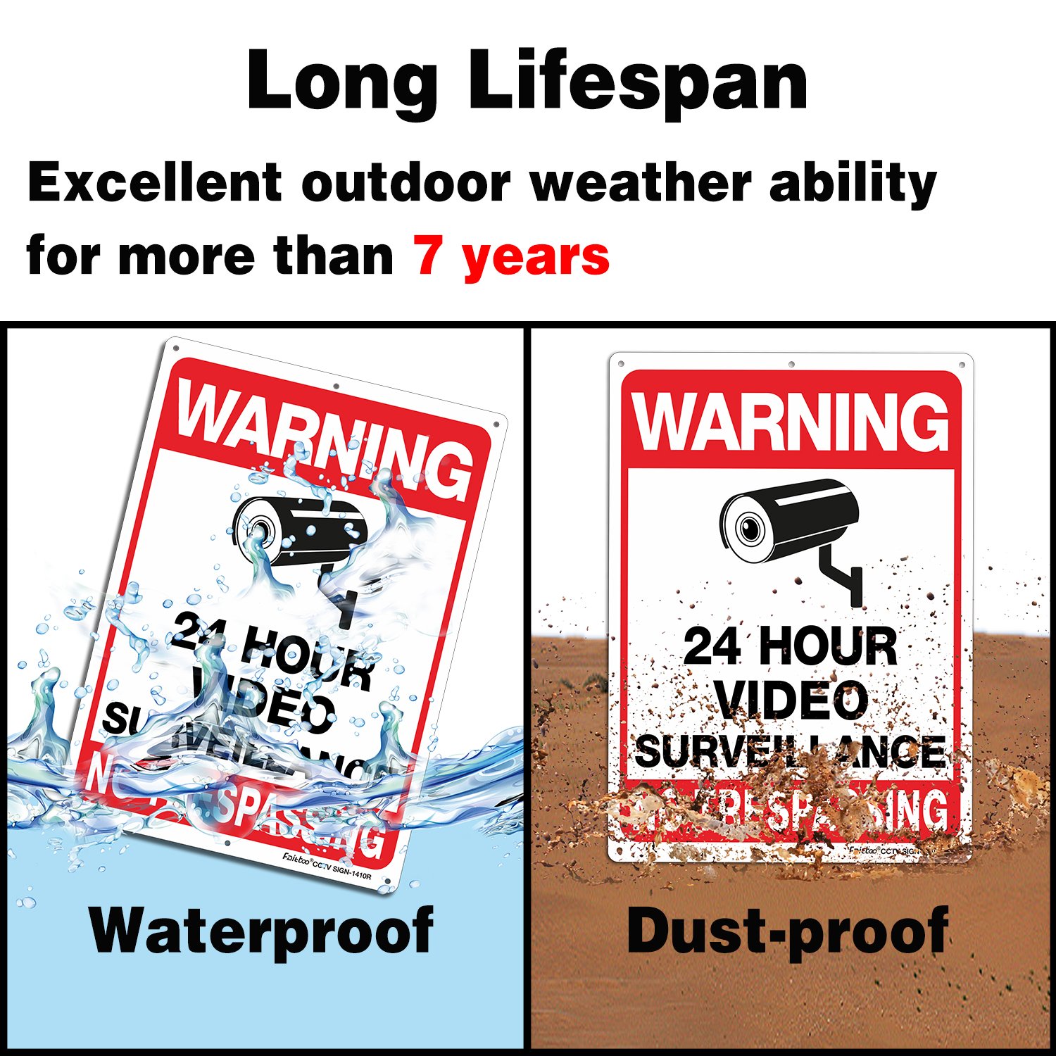 Video Surveillance Sign, No Trespassing Sign, Metal Reflective Warning Sign, 4 Pack, 14x10 Inches .040 Aluminum, Indoor or Outdoor Use for Home Business CCTV Security Camera,UV Protected &amp; Waterproof