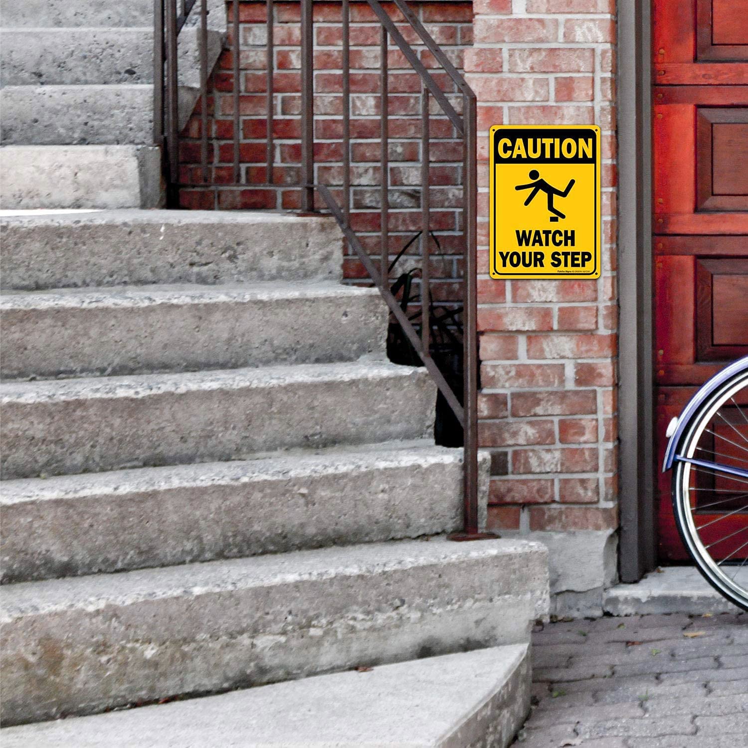 Caution Watch Your Step Sign, Safety Sign, 10 x 7 Inches rectangle, .040 Rust Free Aluminum, UV Protected and Waterproof, Weather Resistant, Durable Ink, Easy to Mount