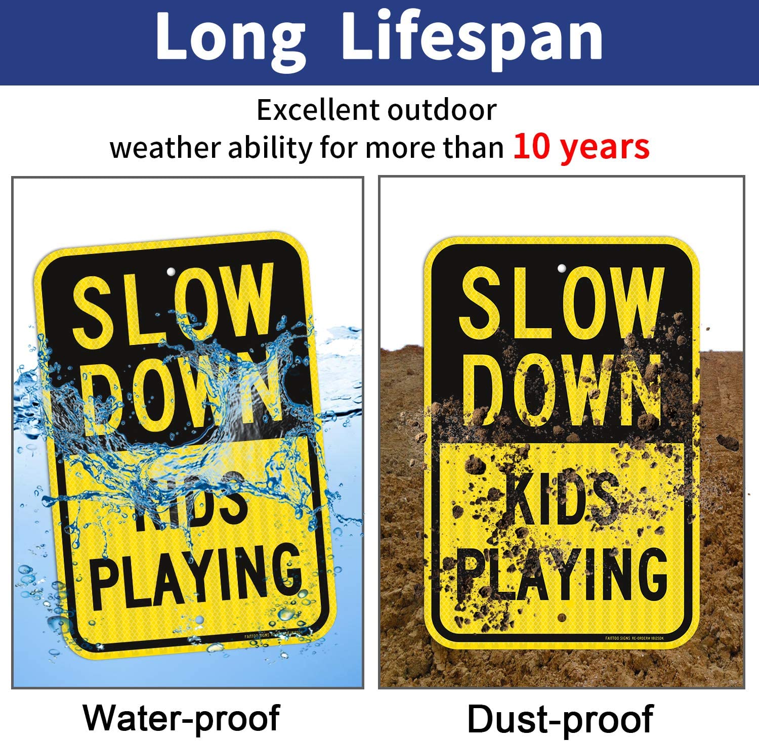 Slow Down Kids Playing Signs, Slow Down Children Playing Sign, 18 x 12 Engineer Grade Reflective Sheeting Rust Free Aluminum, Weather Resistant, Waterproof, Durable Ink, Easy To Mount