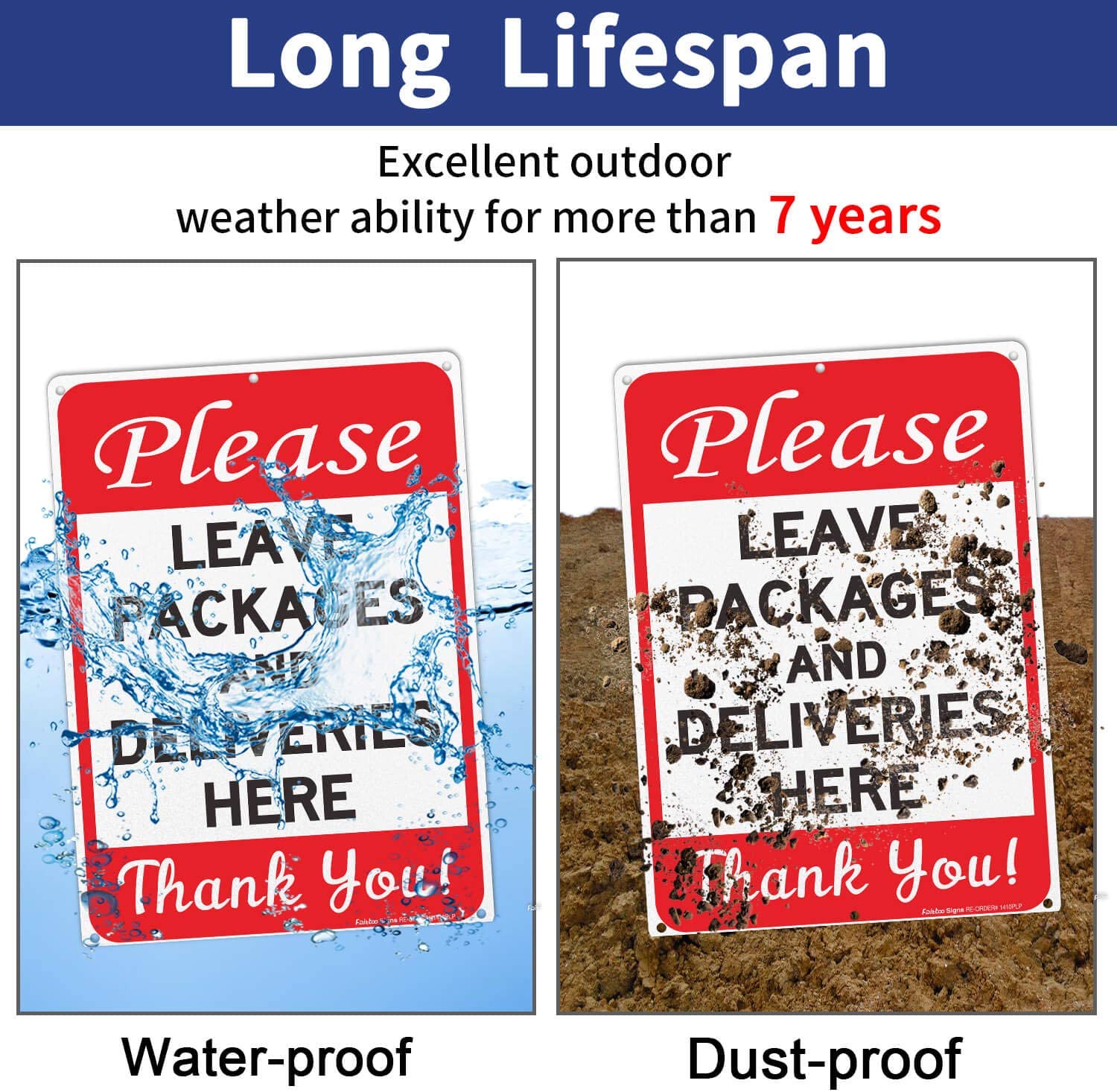 Faittoo Please Leave Packages and Deliveries Here Sign, Reflective Aluminum Sign, UV Protected and Weatherproof, Durable Ink, Easy to Install and Read, Indoor/ Outdoors Use