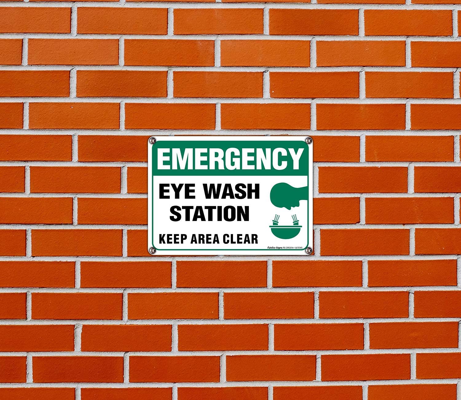 (2 Pack) Emergency Sign, Eye Wash Station Sign, Keep Area Clear Sign, 10 x 7 Inches .40 Rust Free Aluminum, UV Protected, Weather Resistant, Waterproof, Durable Ink，Easy to Mount