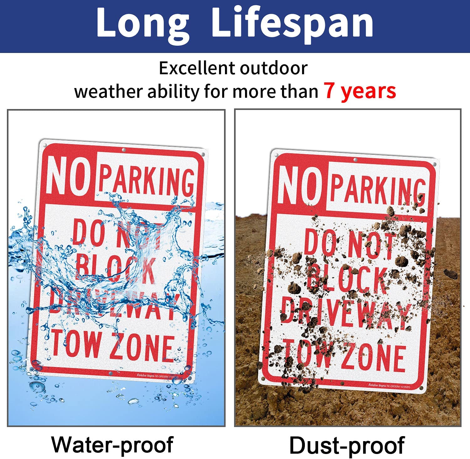 (2 Pack) No Parking Sign, Do Not Block Driveway Sign, Tow Zone, Reflective .40 Rust Free Aluminum 14 x 10 Inches, UV Protected, Weather Resistant, Waterproof, Durable Ink, Easy to Mount