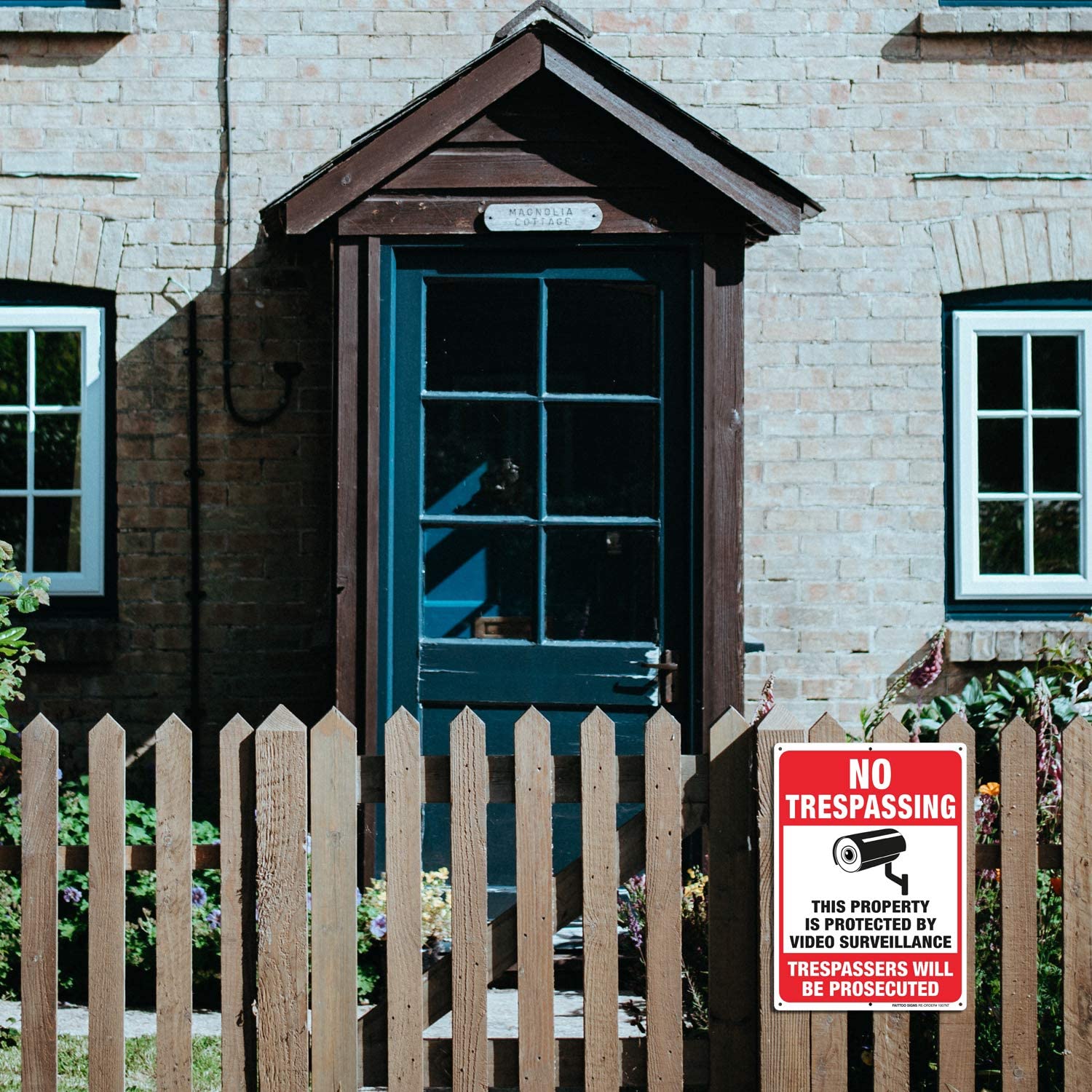 No Trespassing Sign,Trespassers Will Be Prosecuted Sign,Video Surveillance Sign,Warning Sign,10 x 7 Inches 0.40 Aluminum Reflective,Indoor Or Outdoor Use for Home/Business CCTV Security Camera