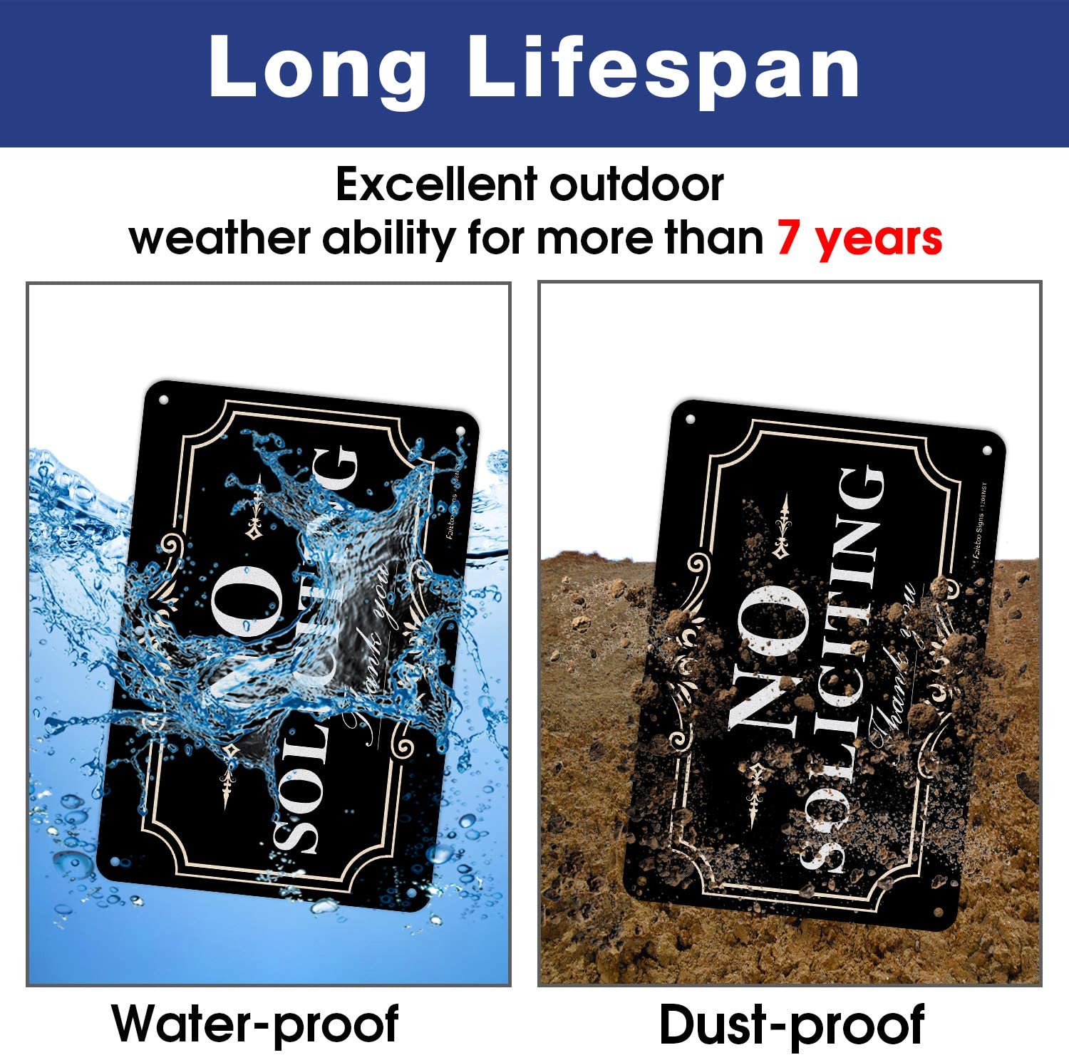 No soliciting Sign for House,Home/Business,12x8 Inch Rust Free Aluminum Metal Sign,Reflective,Fade Resistant,Durable UV and Weather Resistant,Black with White Letters