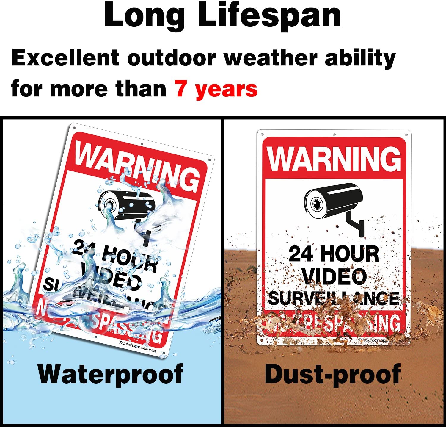 Video Surveillance Sign, No Trespassing Sign, Metal Reflective Warning Sign, 10 x7 Inches 0.40 Aluminum, (2 Pack) Fade Resistant, UV Protected, Waterproof, Indoor or Outdoor Use for Home Business CCTV