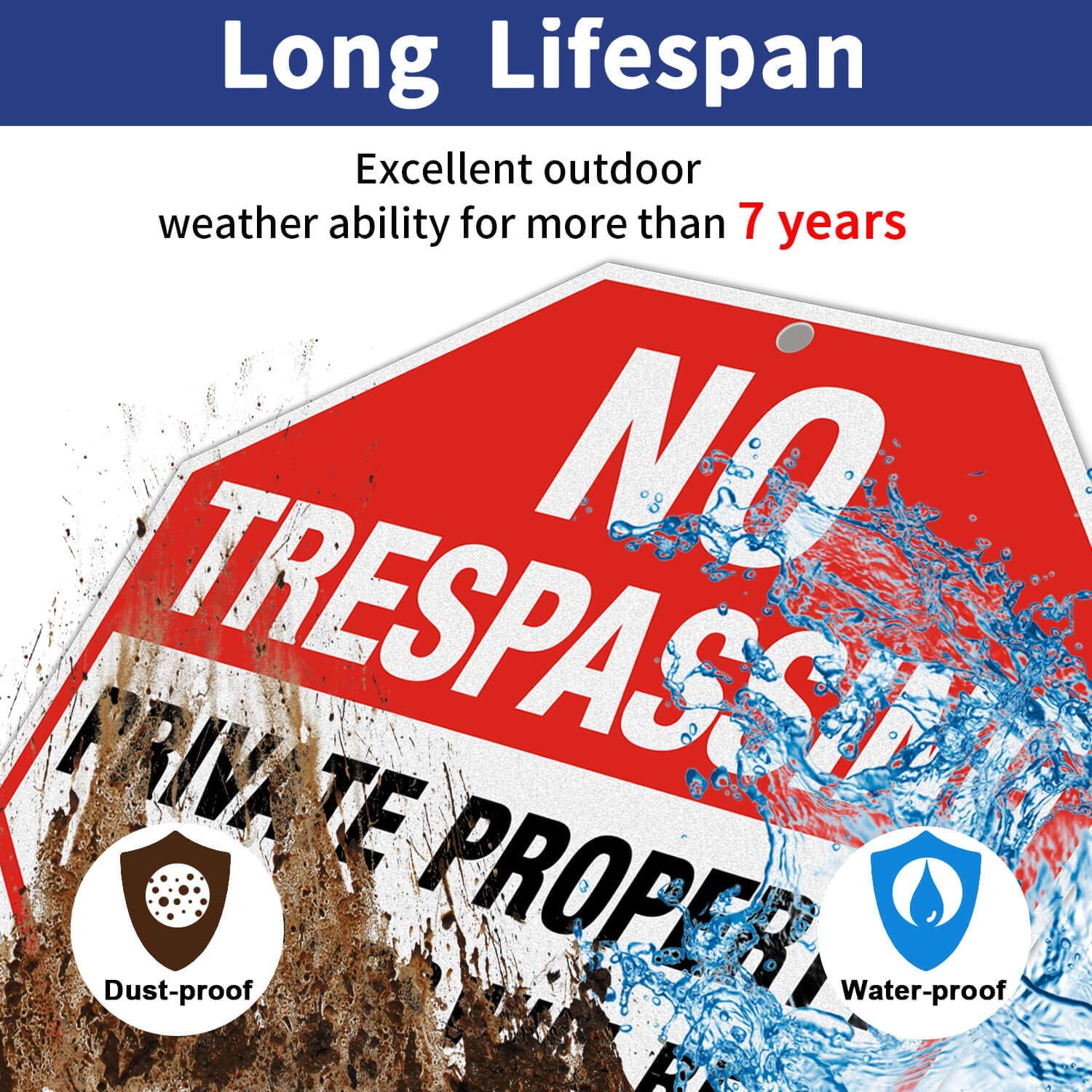 No Trespassing Sign, Private Property Violators Will Be Prosecuted Sign, 12 x 12 Inches Octagon, .040 Rust Free Aluminum, UV Protected and Waterproof, Weather Resistant, Durable Ink, Easy to Mount