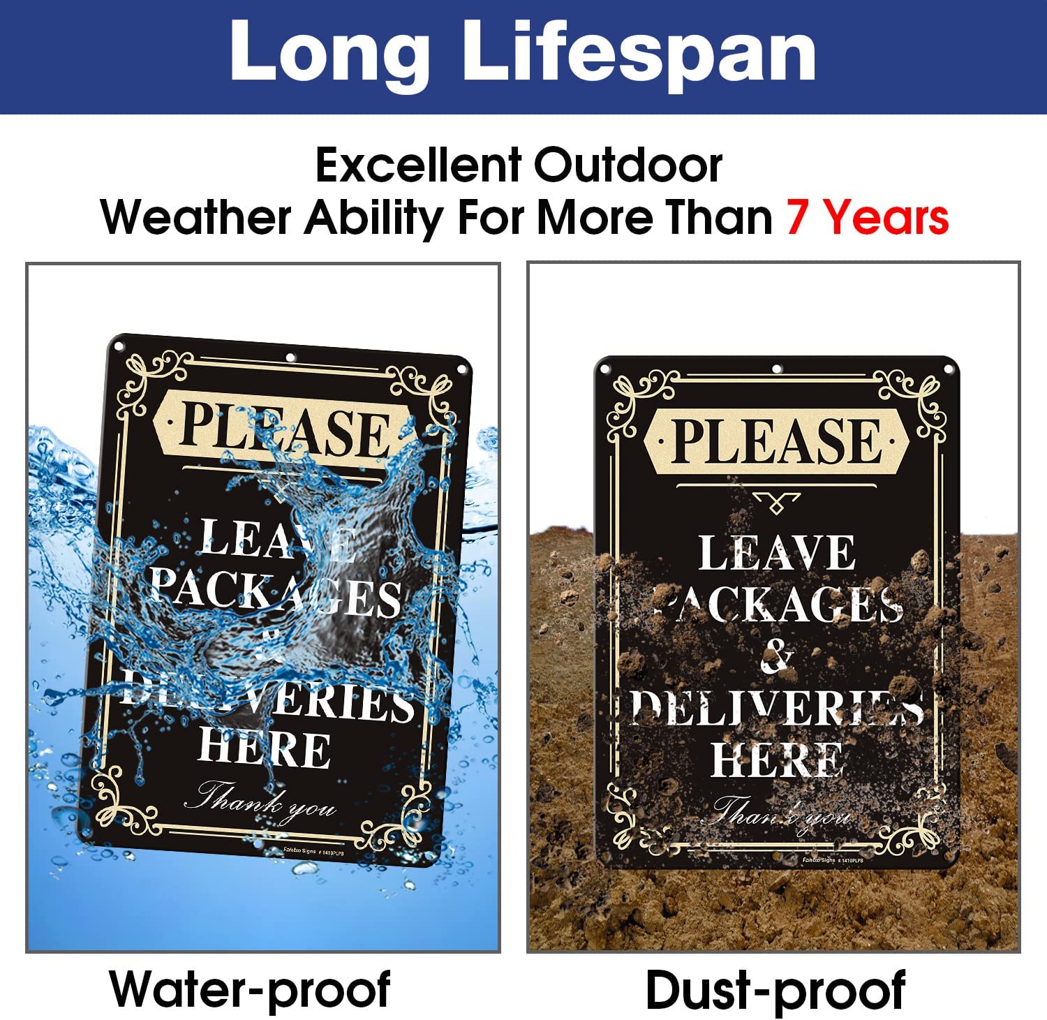 Faittoo Please Leave Packages and Deliveries Here Sign, Reflective Aluminum Sign, UV Protected and Weatherproof, Durable Ink, Easy to Install and Read, Indoor/ Outdoors Use