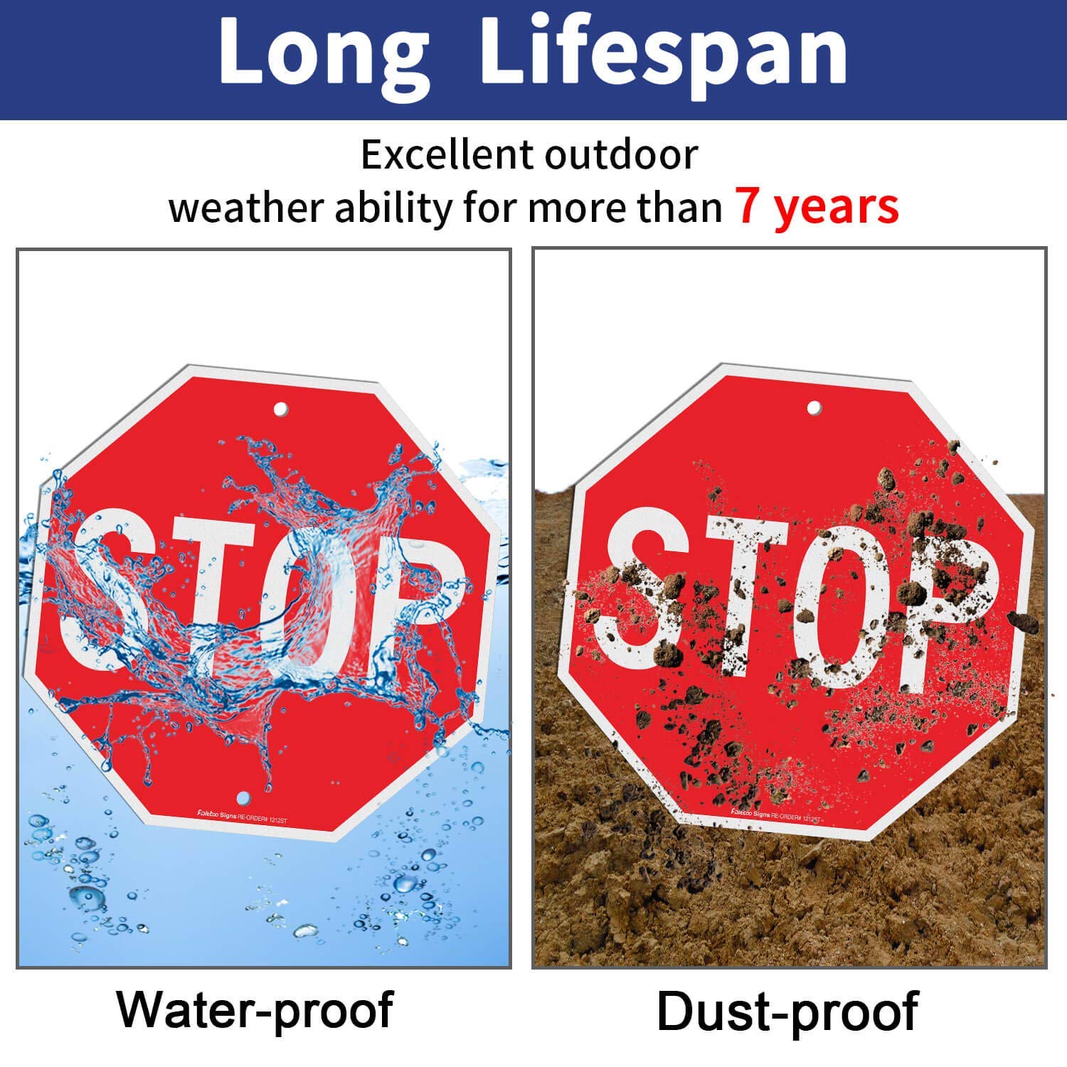 Stop Sign, Street Slow Warning Reflective Signs, 12 x 12 Inches Octagon.040 Rust Free Aluminum, UV Protected and Waterproof, Weather Resistant, Durable Ink, Easy to Mount