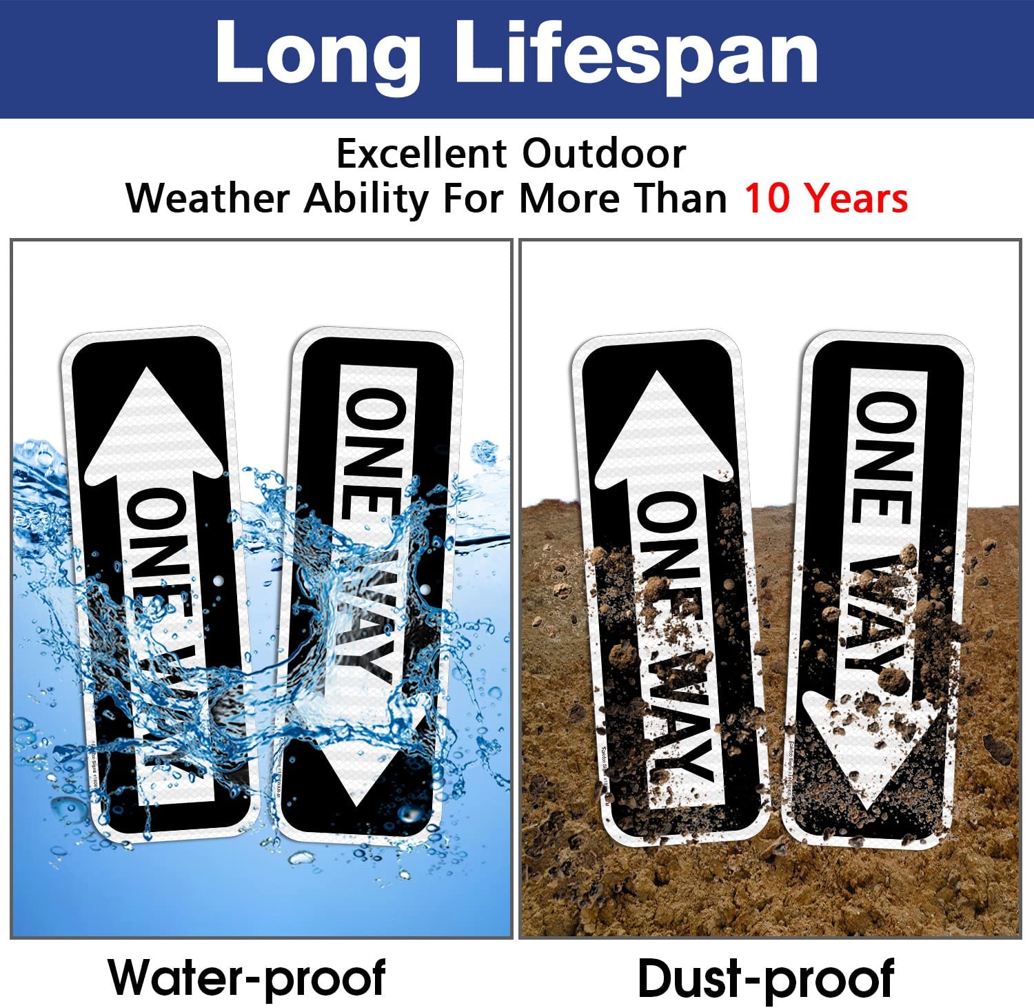 One Way Sign with Left Arrow, 18x6 Inches Engineer Grade Reflective Ru