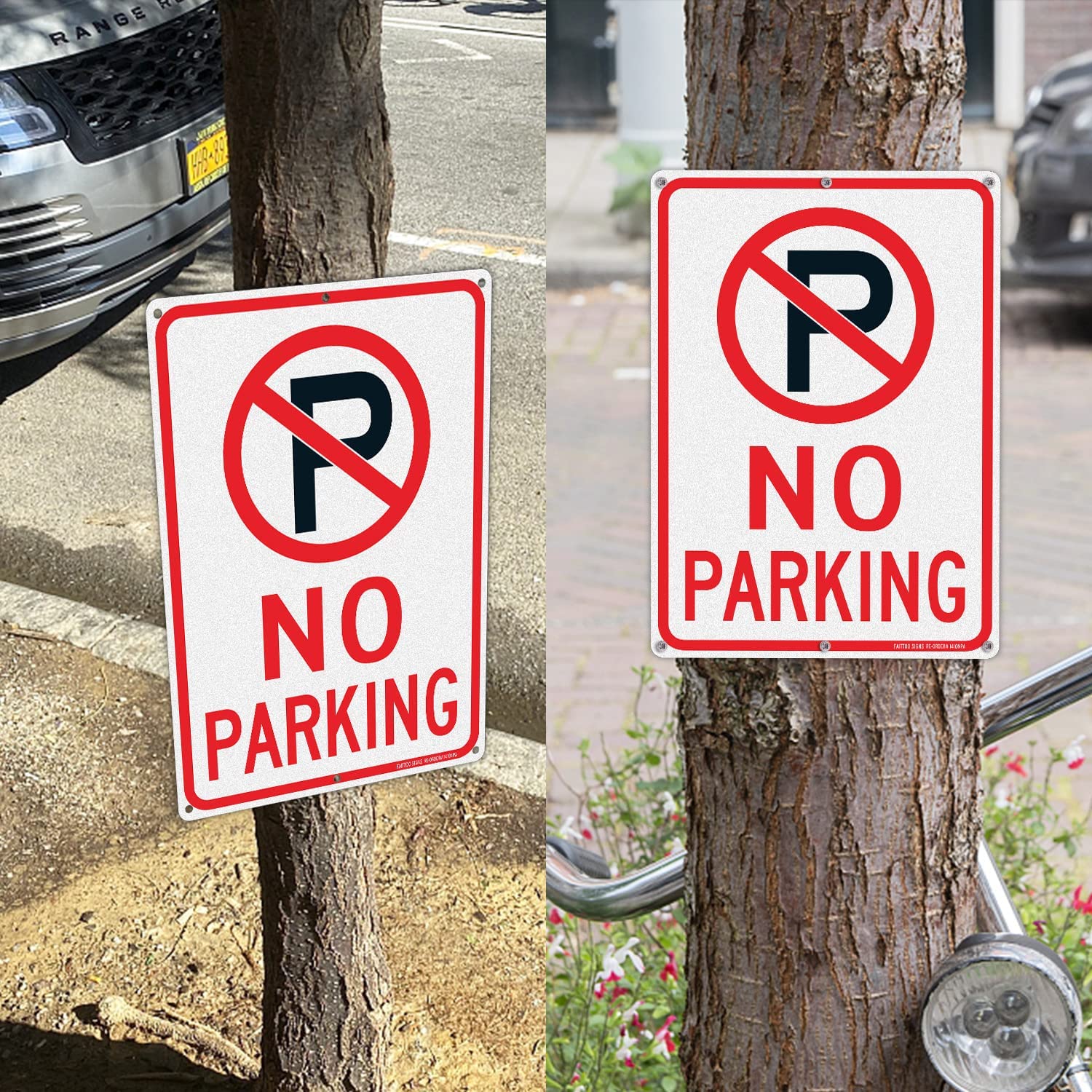No Parking Sign With Symbol Sign, 14 x 10 Inches Reflective .40 Rust Free Aluminum, UV Protected, Weather Resistant, Waterproof, Durable Ink, Easy To Mount
