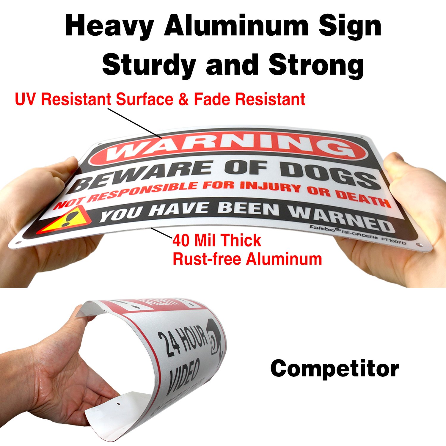 Beware of Dog Sign Not Responsible for Injury or Death,10x7 Inch Rust Free Aluminum Metal Sign, Reflective, Fade Resistant,Weather Resistant, Easy to Mount