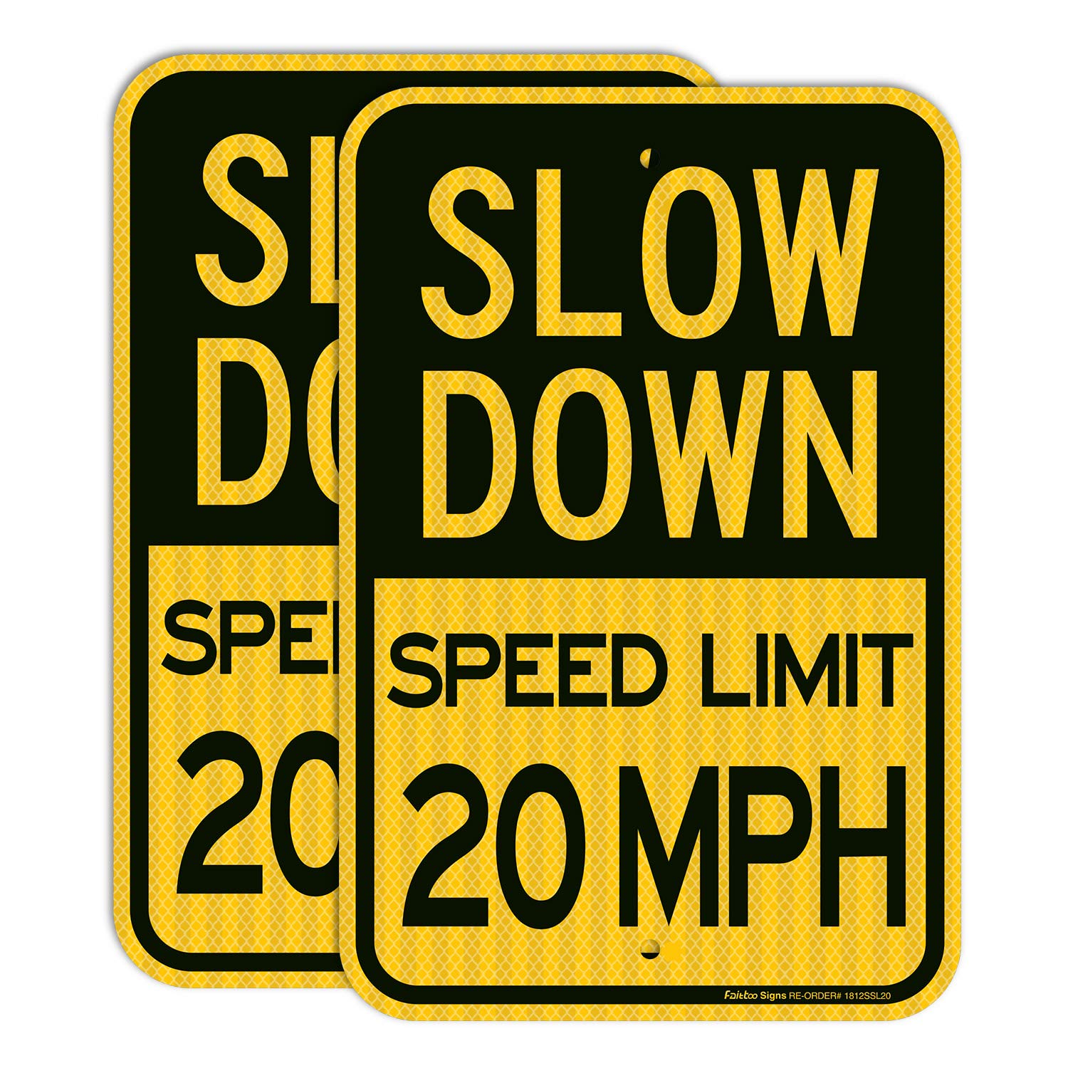 Slow Down Speed Limit 15 MPH Sign, Slow Down Sign, 18 x 12 Inches Engi