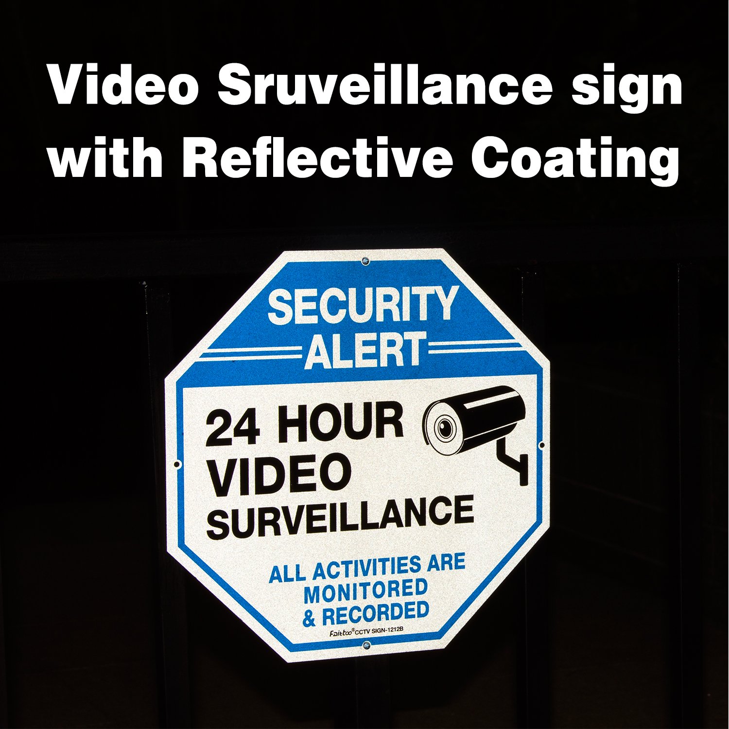 2-Pack Video Surveillance Signs, 10 x 10 Rust Free .040 Aluminum Security Warning Reflective Metal Signs, Indoor or Outdoor Use for Home Business CCTV Security Camera, UV Protected &amp; Waterproof
