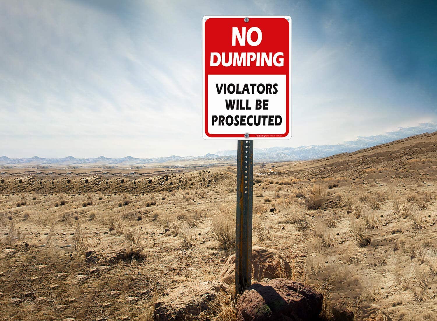 (2 Pack) No Dumping Sign, Violators Will Be Prosecuted Sign, 10" x 7" Rust Free .40 Aluminum, UV Protected, Weather Resistant, Waterproof, Durable Ink，Easy to Mount