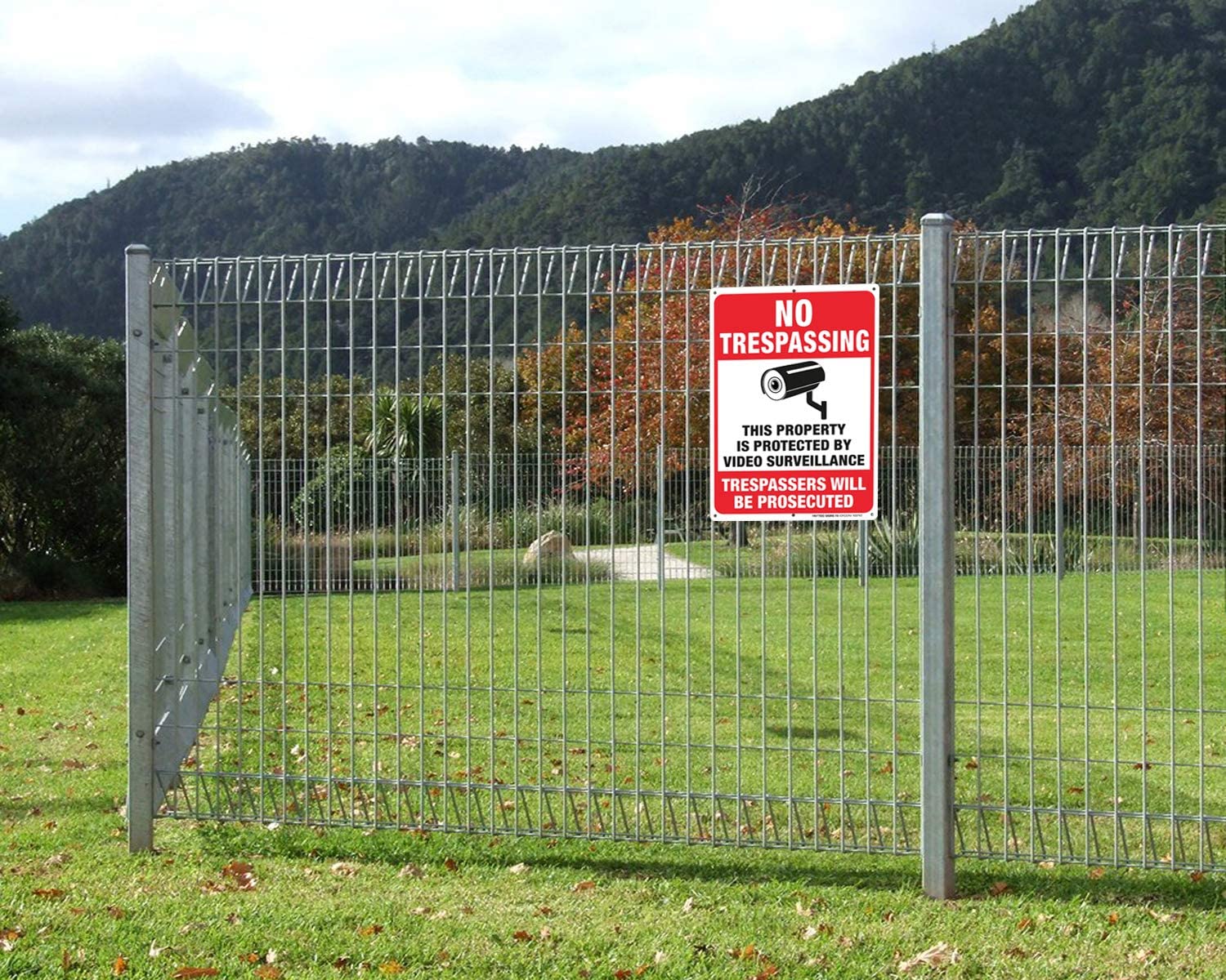 No Trespassing Sign,Trespassers Will Be Prosecuted Sign,Video Surveillance Sign,Warning Sign,10 x 7 Inches 0.40 Aluminum Reflective,Indoor Or Outdoor Use for Home/Business CCTV Security Camera