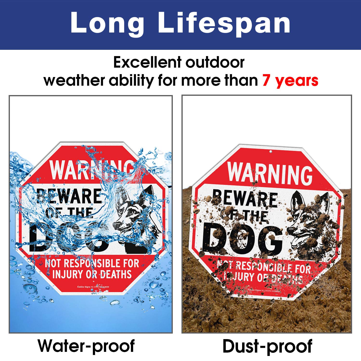 Beware of Dog Sign Not Responsible for Injury or Death,10x7 Inch Rust 