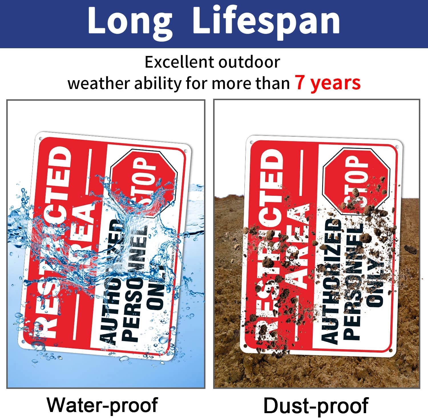 (6 Pack) Restricted Area Sign Authorized Personnel Only, Do Not Enter Sign, 10 x 7 Inches .40 Rust Free Aluminum, UV Protected, Weather Resistant, Waterproof, Durable Ink，Easy to Mount