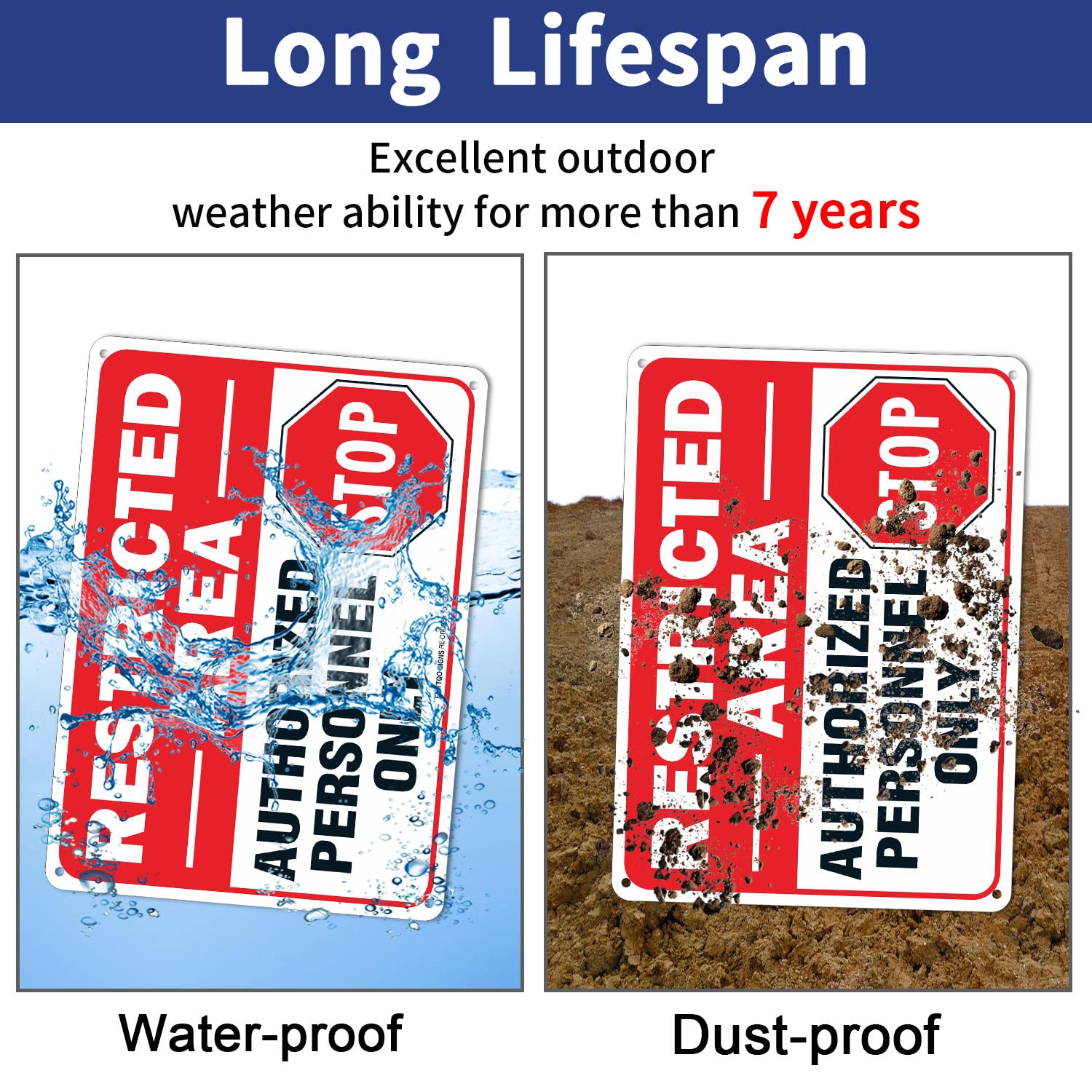 (2 pack) Restricted Area Sign Authorized Personnel Only, Do Not Enter Sign, 10 x 7 Inches .40 Rust Free Aluminum , UV Protected, Weather Resistant, Waterproof, Durable Ink，Easy To Mount