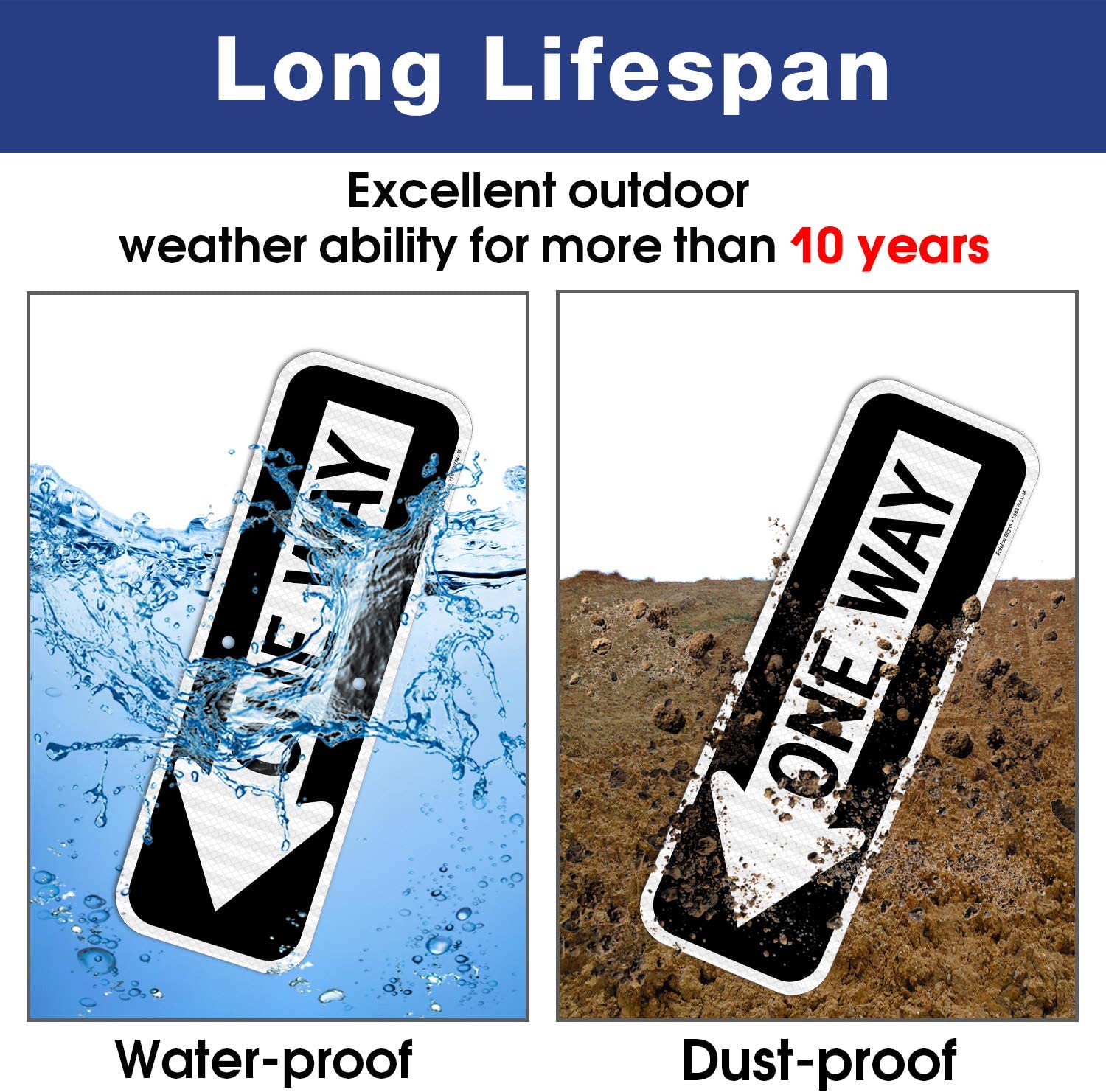 One Way Sign with Left Arrow, 18x6 Inches Engineer Grade Reflective Ru