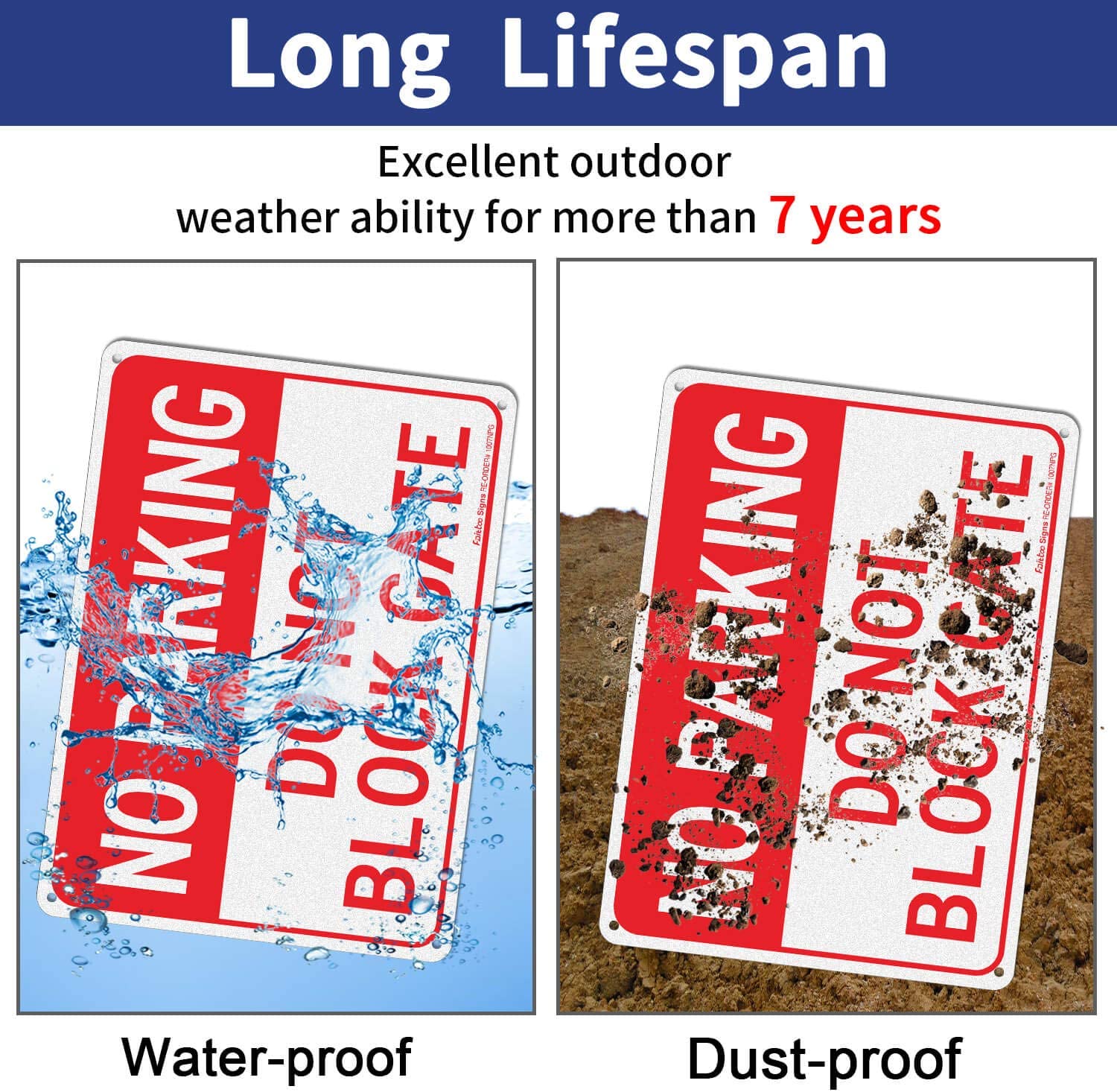 (2 pack) Faittoo No Parking Do Not Block Gate Sign, 10 x 7 Inches rectangle, .040 Rust Free Aluminum, UV Protected and Waterproof, Weather Resistant, Durable Ink, Easy to Mount