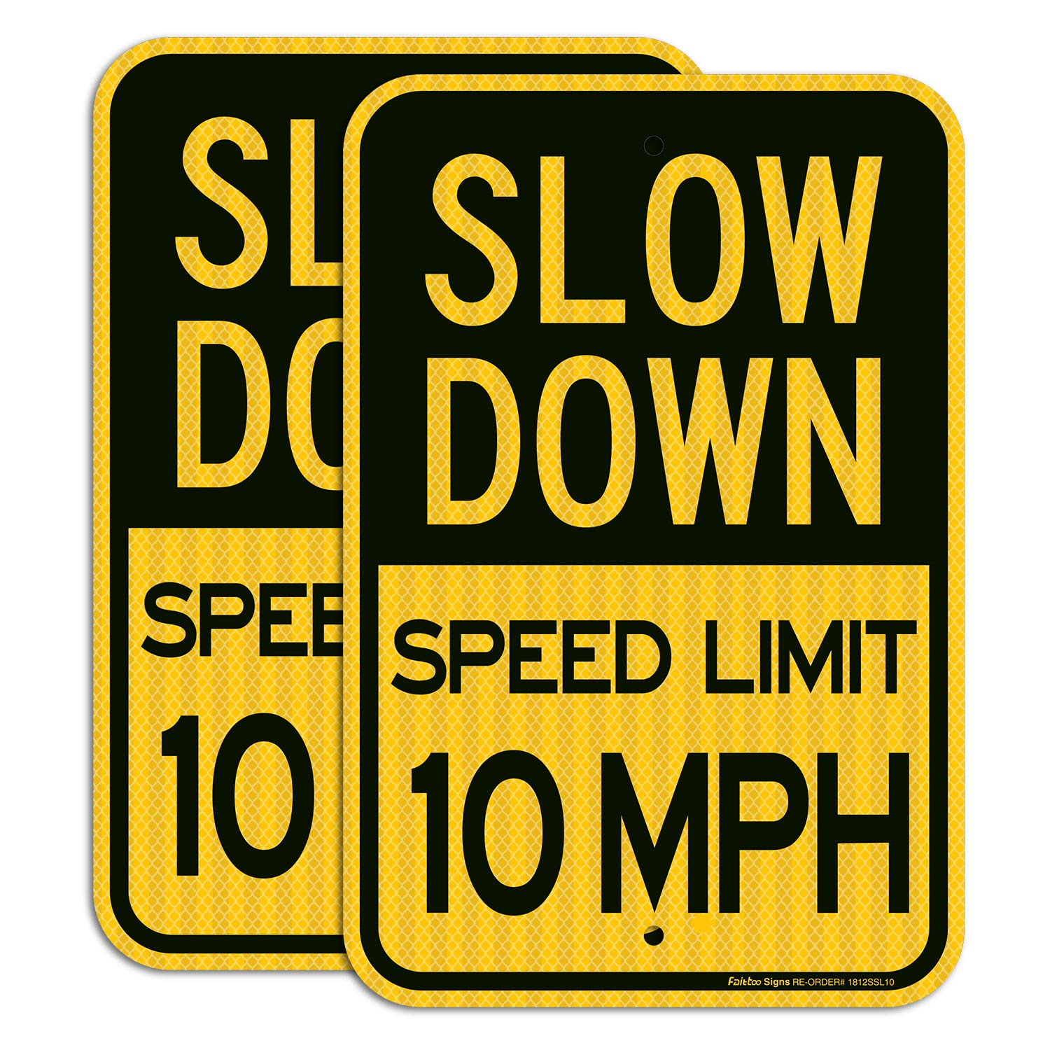 Slow Down Speed Limit 5 MPH Sign, Slow Down Sign, 18 x 12 Inches Engineer Grade Reflective Sheeting, Rust Free Aluminum, Weather Resistant, Waterproof, Durable Ink, Easy to Mount