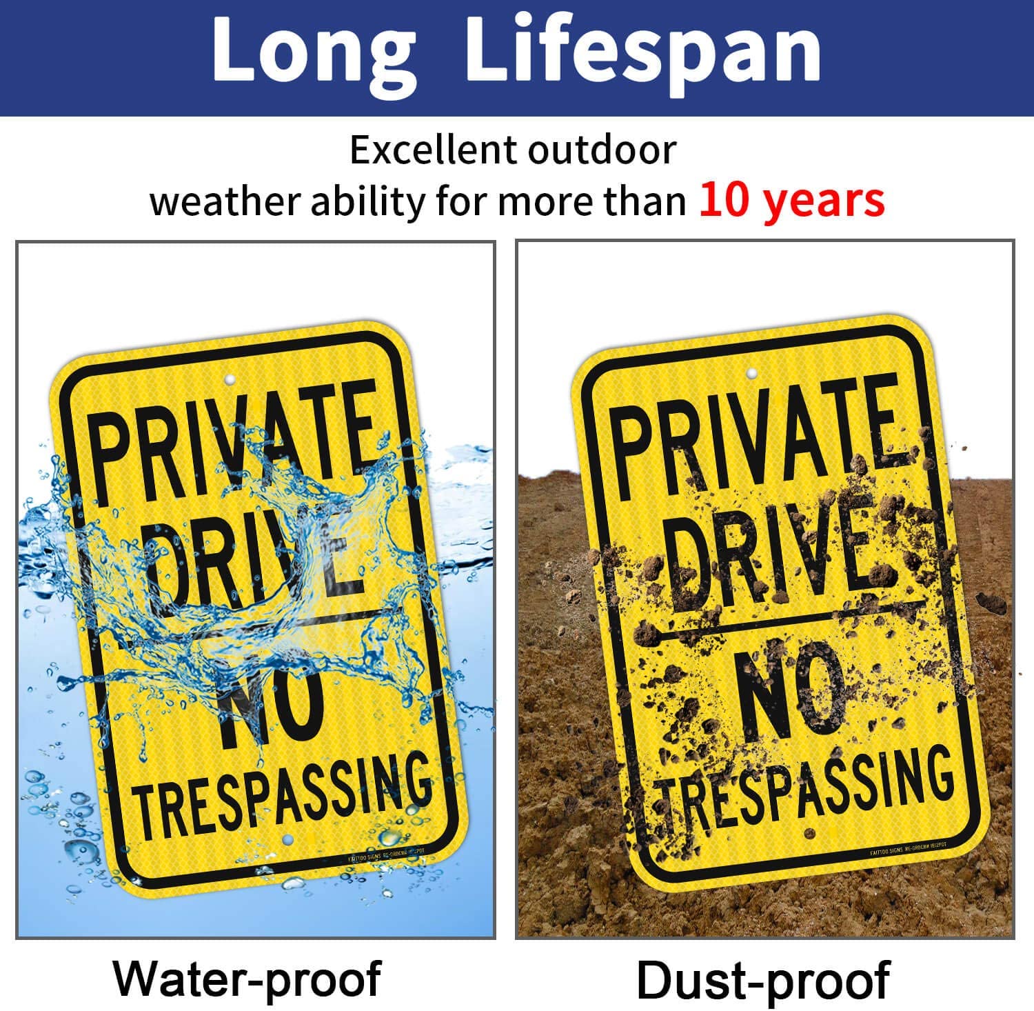 2 Pack Private Drive Sign, 18 x 12 Inches Engineer Grade Reflective Sheeting Rust Free Aluminum, Weather Resistant, Waterproof, Durable Ink, Easy to Mount,Outdoor Use