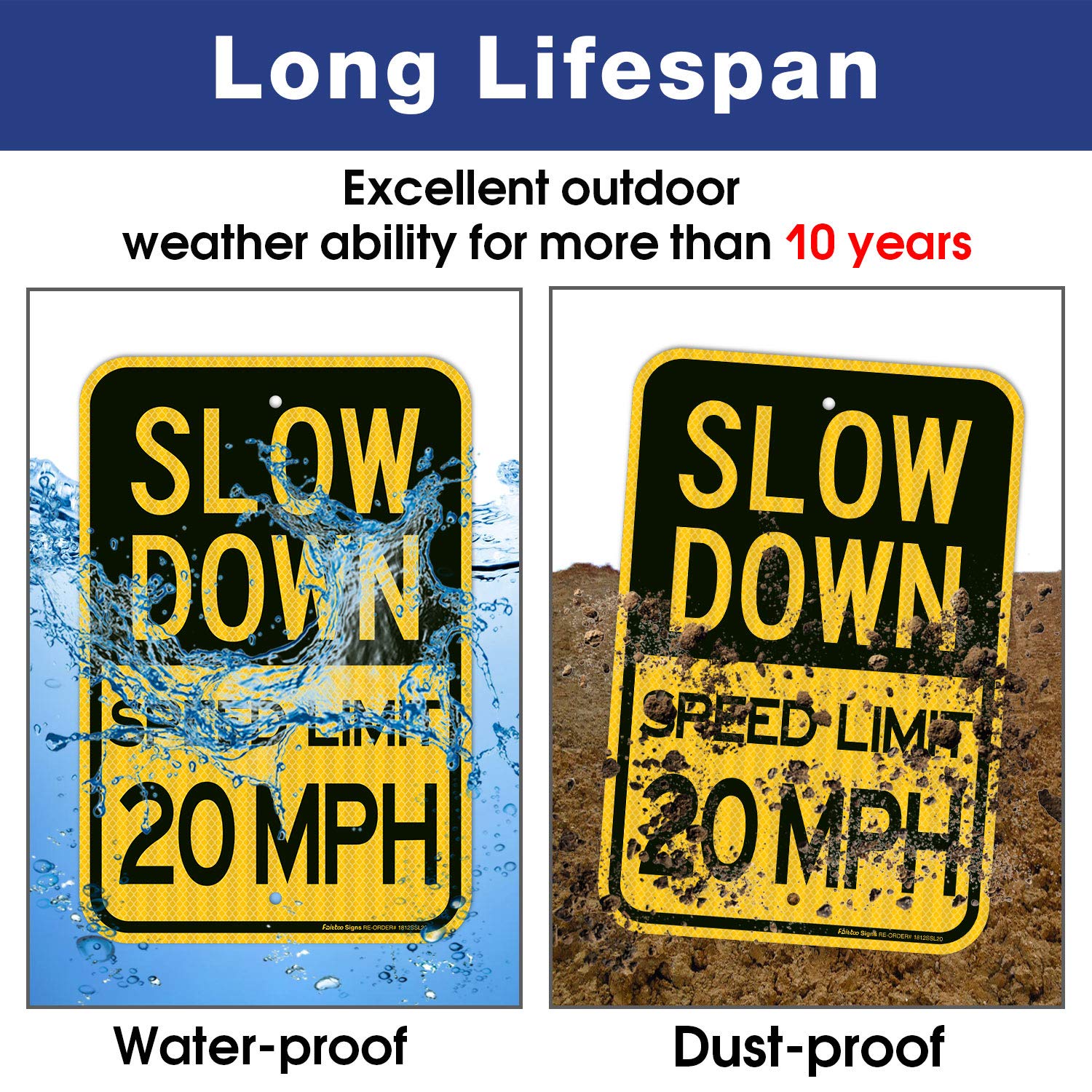 Slow Down Speed Limit 15 MPH Sign, Slow Down Sign, 18 x 12 Inches Engi