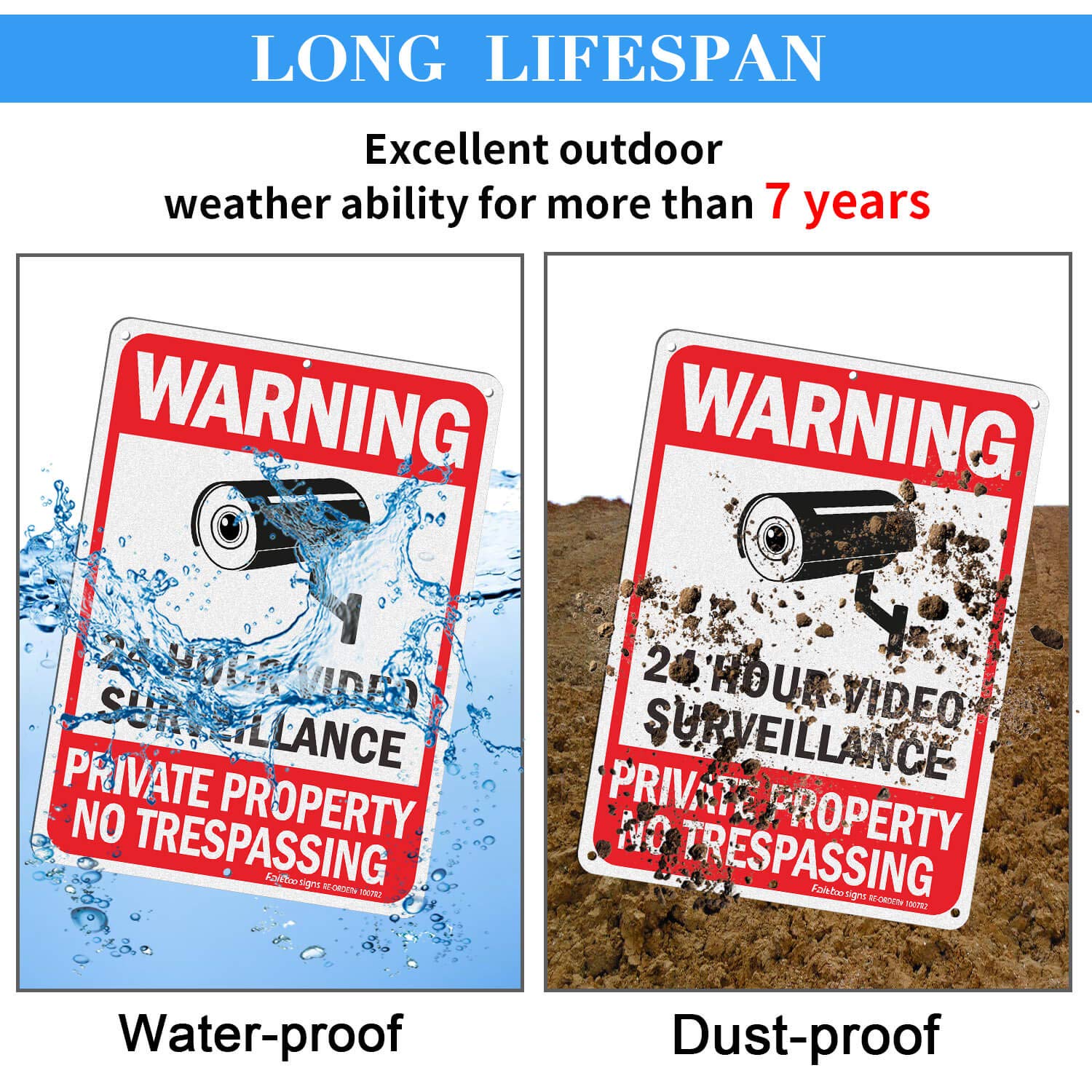 No Trespassing Signs, Private Property Sign, Warning Sign, Video Surveillance Sign, 2 Pack 10 x 7 Inches 0.40 Reflective Aluminum, UV Protected, Weather Resistant, Durable Ink, Easy to Mount
