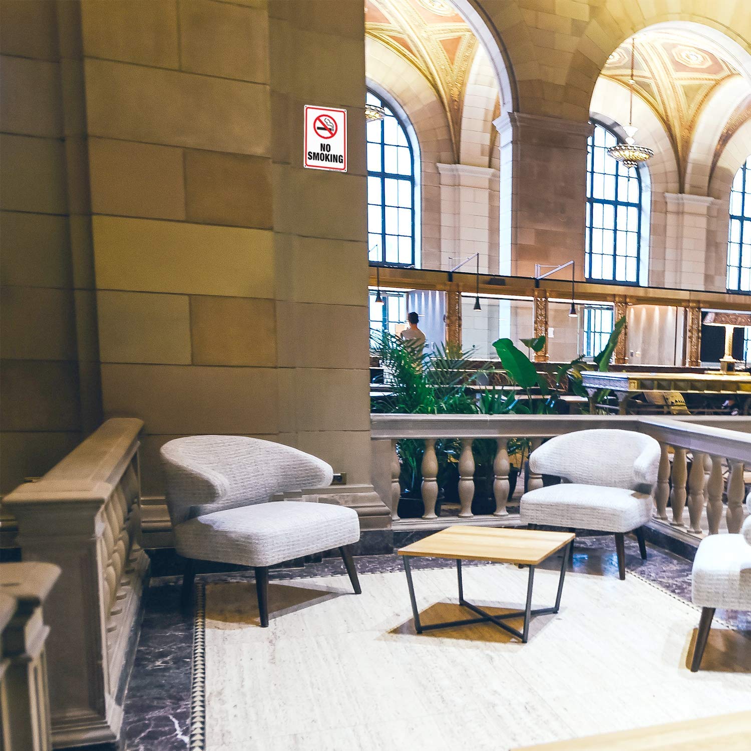 No Smoking Sign,3 Pack No Smoking Metal Reflective Signs - 10 x 7 Inch