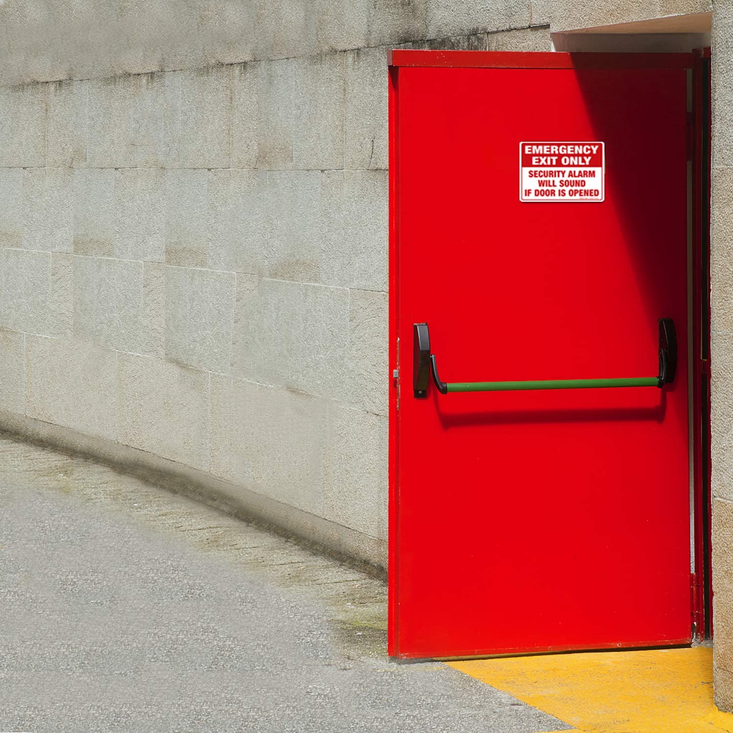 Emergency Exit Only Sticker, Emergency Exit Only - Security Alarm Will Sound If Door Is Opened Label, 10 x 7 inch Self-Adhesive Vinyl Decal Stickers, Reflective, UV Protected, Waterproof