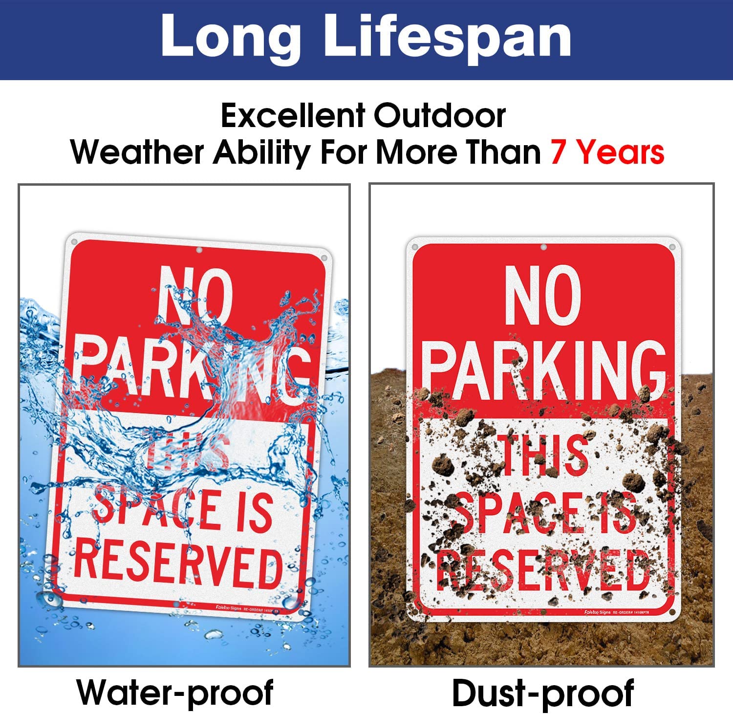 Faittoo No Parking This Space Is Reserved Sign, 14 x 10 Inch Reflective Aluminum Sign, UV Protected and Weatherproof, Durable Ink, Easy to Install and Read, Indoor/ Outdoors Use