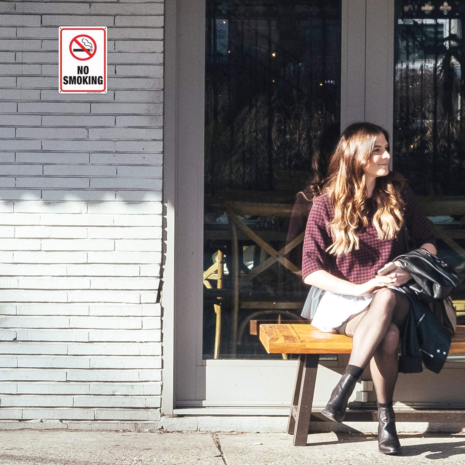 No Smoking Sign, 6 Pack No Smoking Signs for Business/Home,10 x 7 Inch