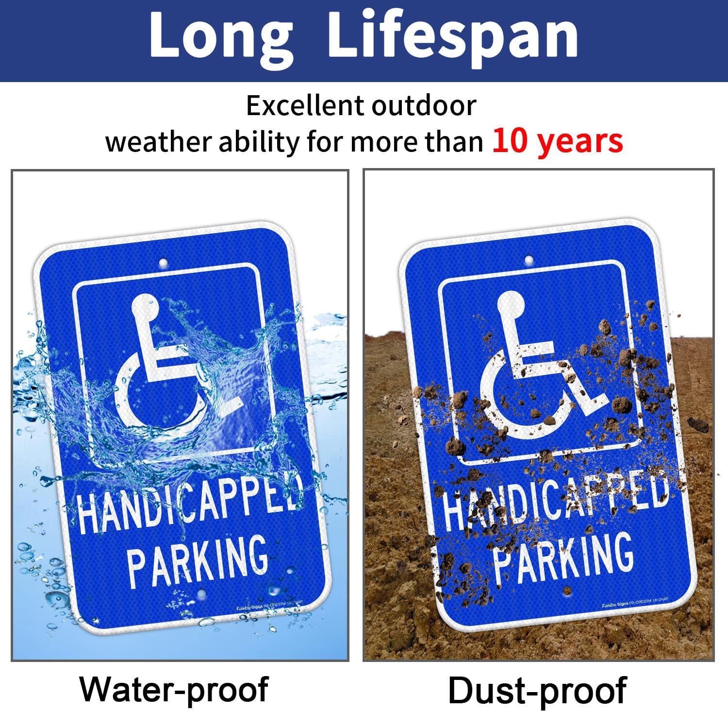 Handicap Parking Sign, with Picture of Wheelchair Sign, 18 x 12 Inches Engineer Grade Reflective Sheeting Rust Free Aluminum, Weather Resistant, Waterproof, Durable Ink, Easy to Mount