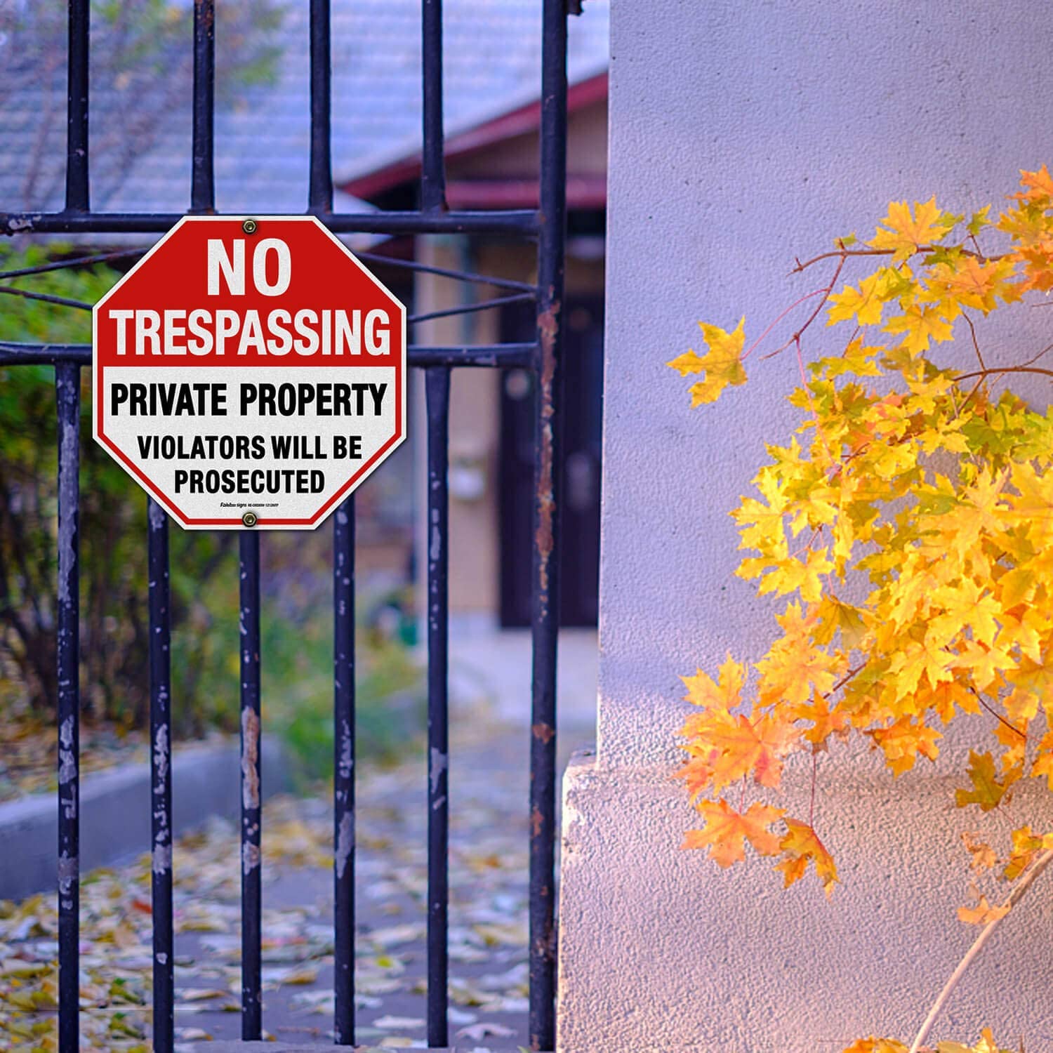 No Trespassing Sign, Private Property Violators Will Be Prosecuted Sign, 12 x 12 Inches Octagon, .040 Rust Free Aluminum, UV Protected and Waterproof, Weather Resistant, Durable Ink, Easy to Mount
