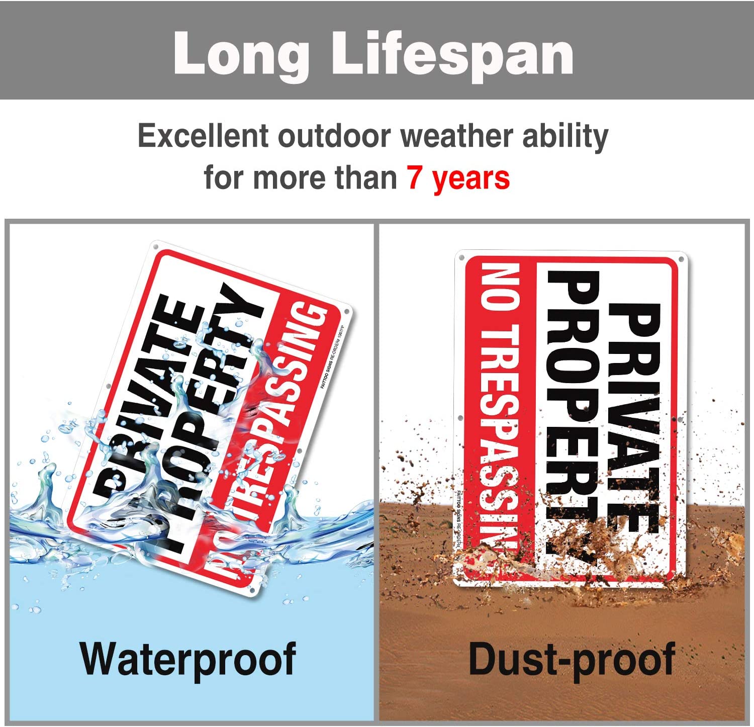 Private Property No Trespassing Metal Sign, 10 x 7 Inches Rust Free .040 Aluminum Sign – Reflective – Weatherproof - Easy to Mount - Indoor &amp; Outdoor use