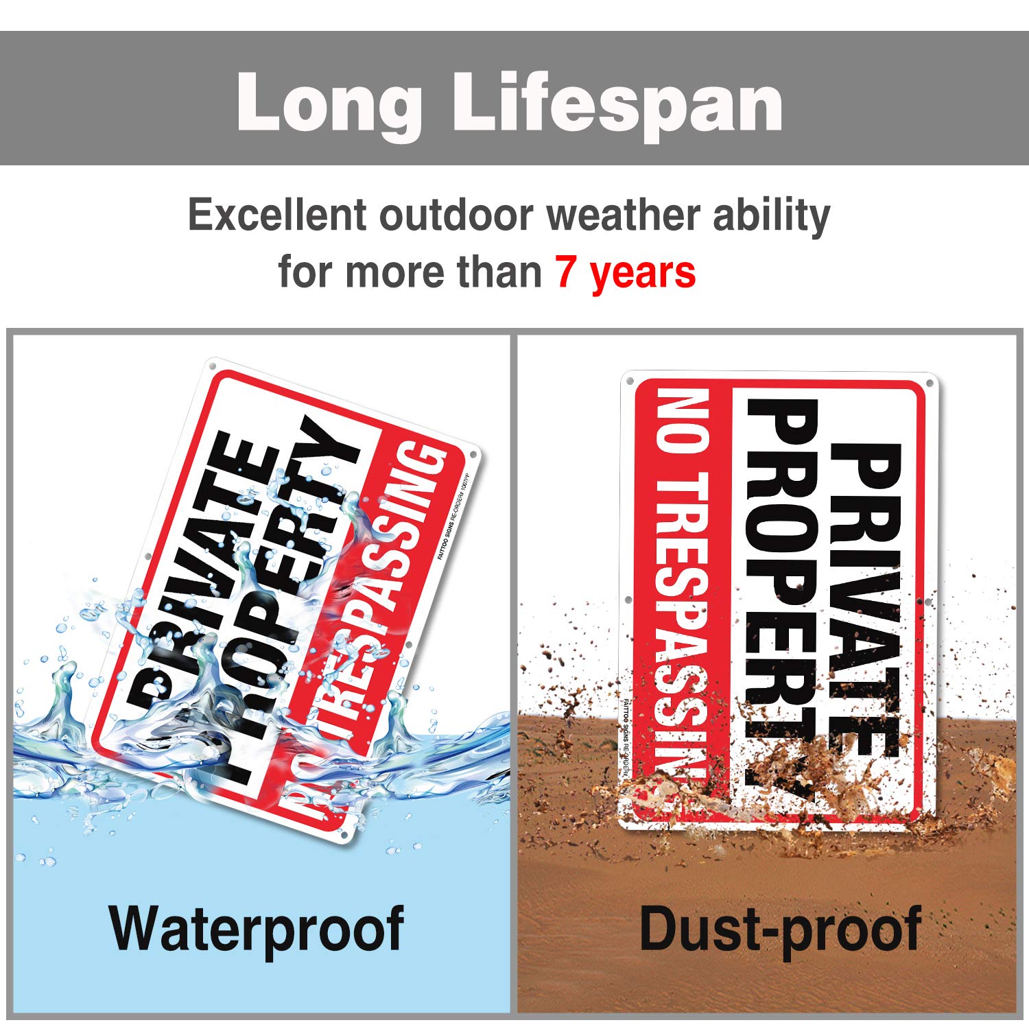 Private Property No Trespassing Metal Sign (4 Pack), 10 x 7 Inches Rust Free .040 Aluminum Sign – Reflective – Weatherproof - Easy to Mount - Indoor / Outdoor Use