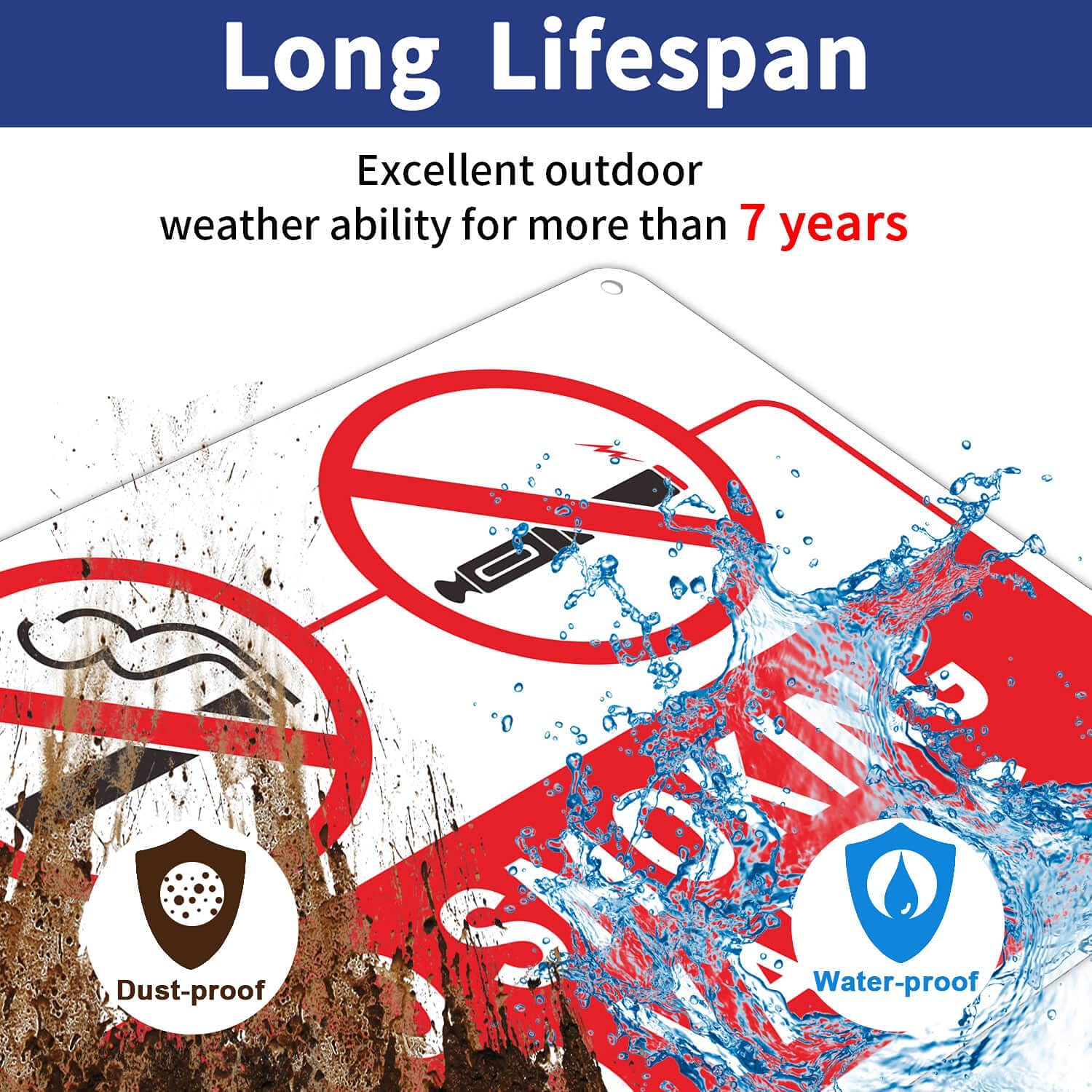 Faittoo No Smoking Sign, 2-Pack 10 x 7 Inch Reflective Rust Free Alumi