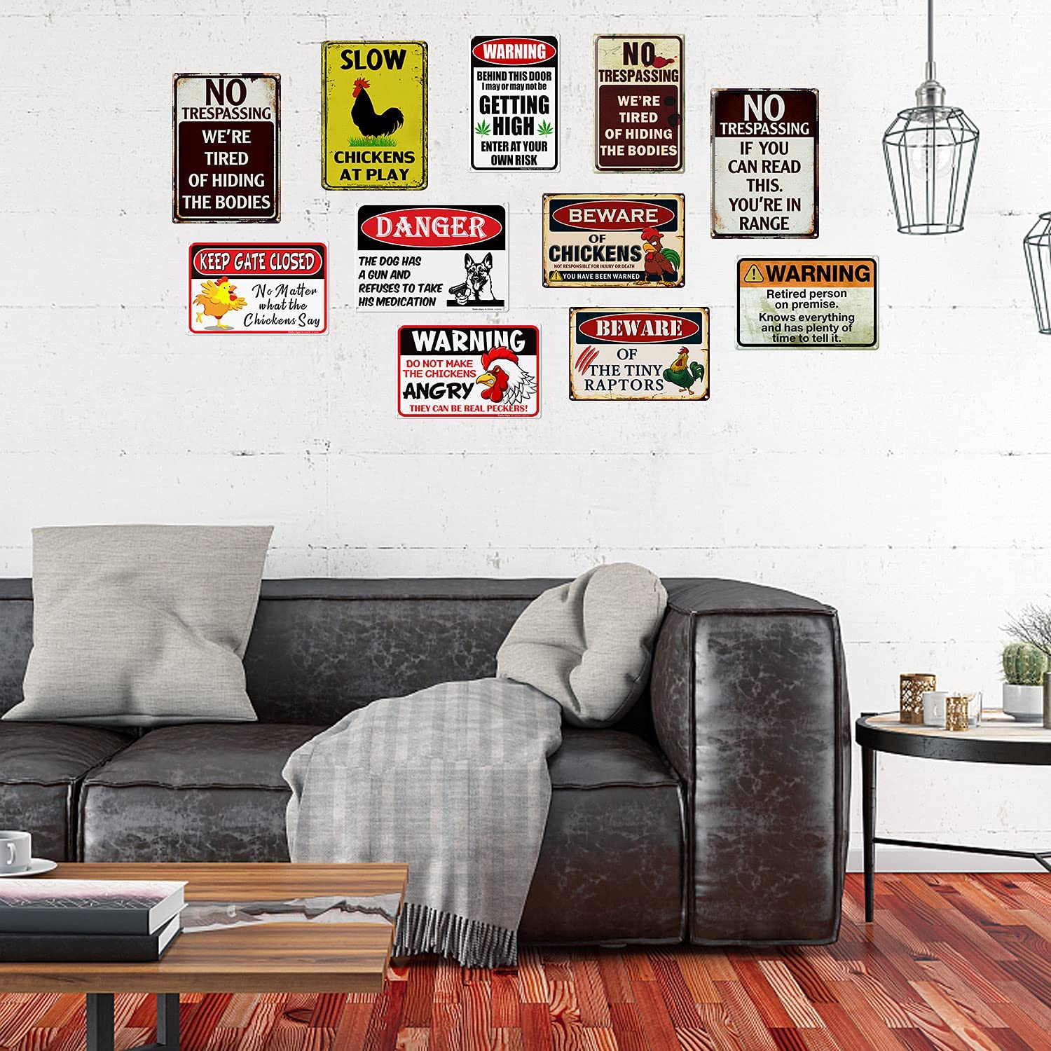 Beware of Chicken Sign, Chicken Coop Decor,8 x 12 Inch Rust Free Aluminum, Not Responsible for Injury or Death You Have Been Warned Vintage Metal Sign,Reflective,Weather/Fade Resistant, Easy to Mount