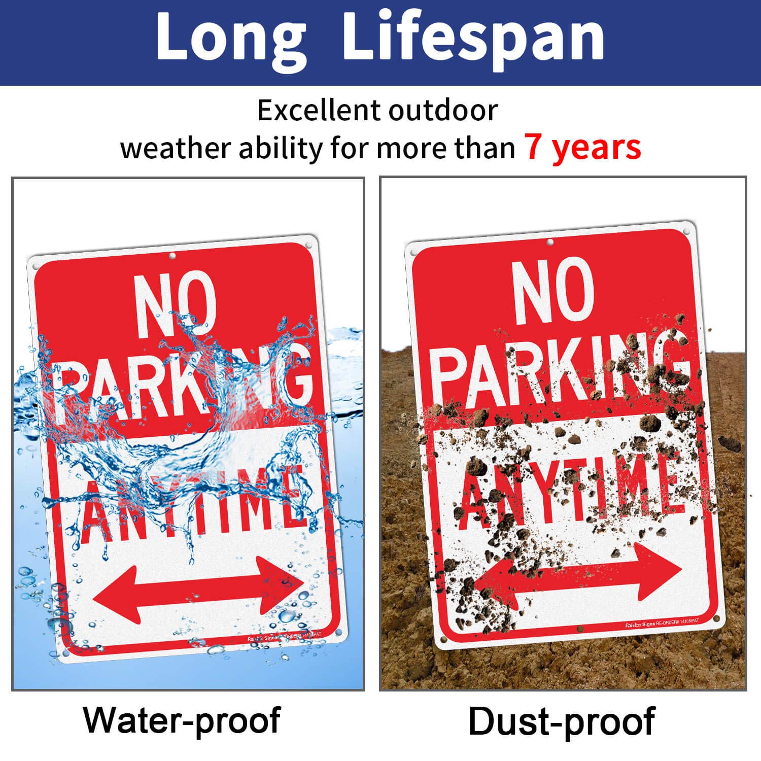 No Parking Anytime Sign with Arrows, No Parking Sign, Reflective .40 Rust Free Aluminum 14 x 10 Inches, UV Protected, Weather Resistant, Waterproof, Durable Ink, Easy to Mount
